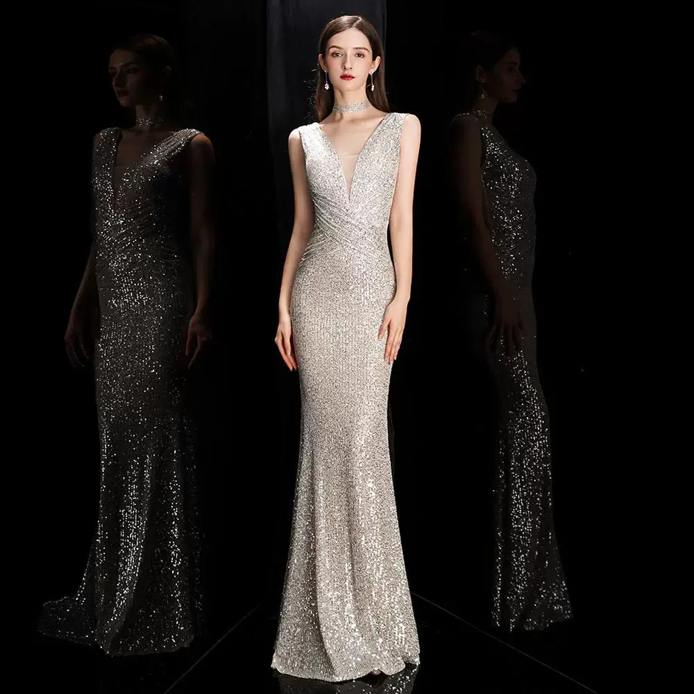 Женское вечернее платье цвета шампанского, легкие роскошные вечерние платья без рукавов с рыбьим хвостом, модные облегающие длинные платья с блестками для выпускного вечера
Женское вечернее платье цвета шампанского, легкие роскошные вечерние платья без рукавов с рыбьим хвостом, модные облегающие длинные платья с блестками для выпускного вечера