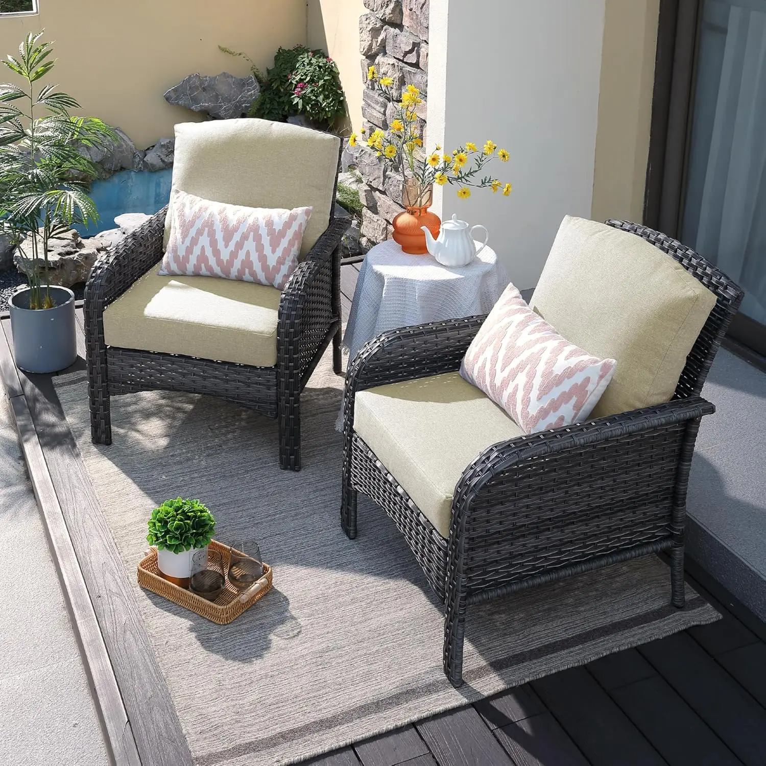 ovios 2 Pieces Patio Furniture Set, Outdoor Wicker Chairs of 2, All Weather High Back Rattan Chairs 2 Seats with Comfy Cushions
ovios 2 Pieces Patio Furniture Set, Outdoor Wicker Chairs of 2, All Weather High Back Rattan Chairs 2 Seats with Comfy Cushions