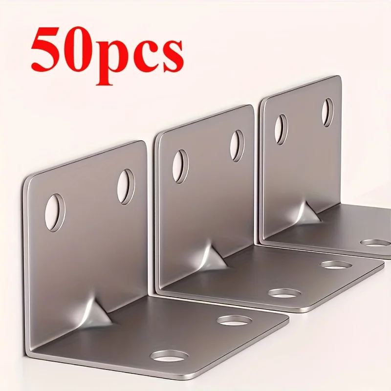 50 stainless steel right-angle brackets, 90-degree L-shaped support, metal joint corner support
50 stainless steel right-angle brackets, 90-degree L-shaped support, metal joint corner support