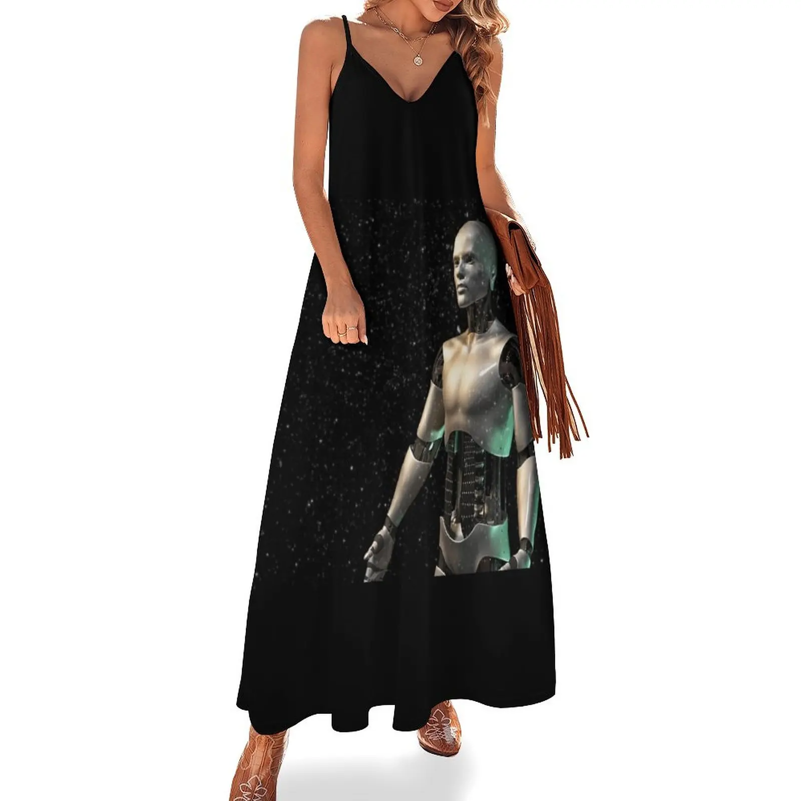 futuristic robot, shiny android man surrounded by glittery dust Sleeveless Dress Party dresses Womens dresses
futuristic robot, shiny android man surrounded by glittery dust Sleeveless Dress Party dresses Womens dresses