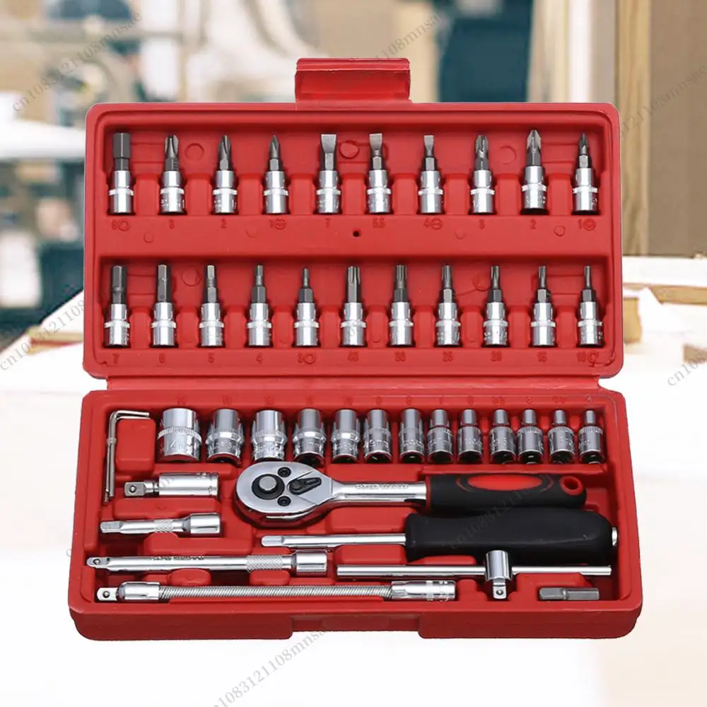 46pcs Automotive Mechanical Job Tools Car Bicycle Ratchet Wrench Set Combination Repair Wrench Socket Spanner Screwdriver Kit
46pcs Automotive Mechanical Job Tools Car Bicycle Ratchet Wrench Set Combination Repair Wrench Socket Spanner Screwdriver Kit