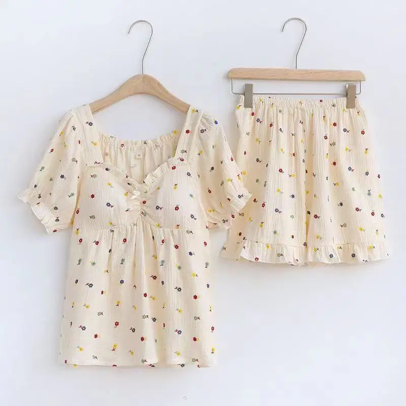 Summer Thin Pajama Sets Women's Short Sleeve Princess Style Home Clothing 2-piece Set Sleeveless Pajamas Woman Sleepwear Lady
Summer Thin Pajama Sets Women's Short Sleeve Princess Style Home Clothing 2-piece Set Sleeveless Pajamas Woman Sleepwear Lady
