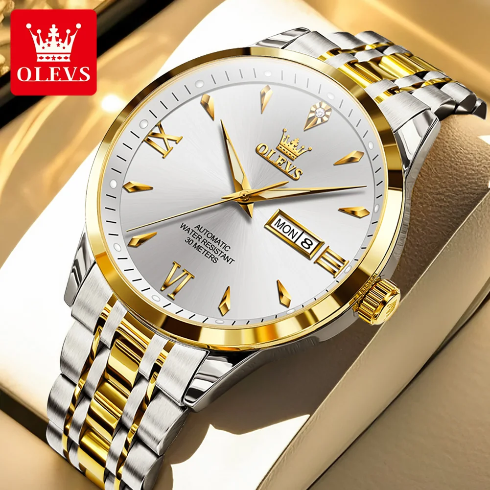 OLEVS 9956 Mens Watch Luxury Original Stainless Steel Automatic Mechanical Watch Waterproof Week Date Watches For Man Gifts
OLEVS 9956 Mens Watch Luxury Original Stainless Steel Automatic Mechanical Watch Waterproof Week Date Watches For Man Gifts