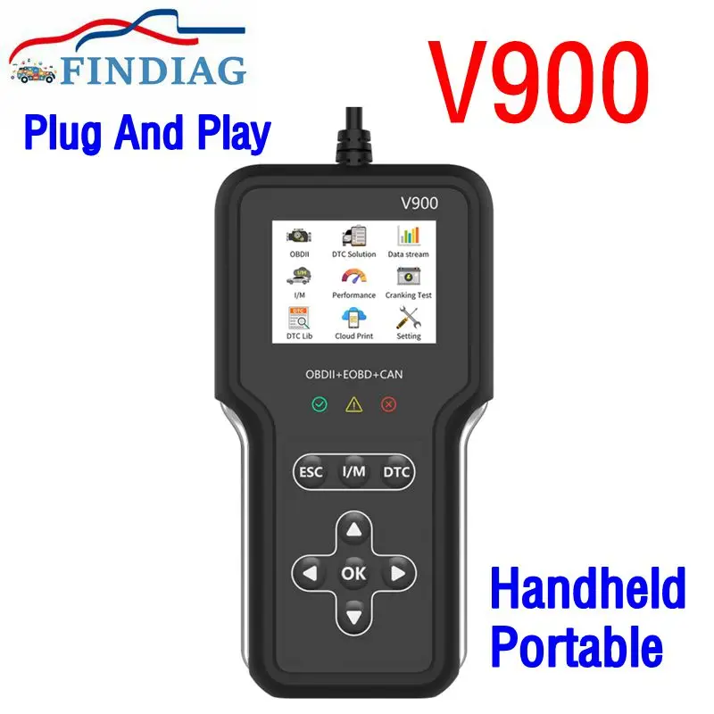 V900 Многофункциональная диагностика неисправностей автомобиля OBD II/EOBD Поддержка Plug and Play 11-язычная система чтения информации по неисправности Параметры
V900 Многофункциональная диагностика неисправностей автомобиля OBD II/EOBD Поддержка Plug and Play 11-язычная система чтения информации по неисправности Параметры