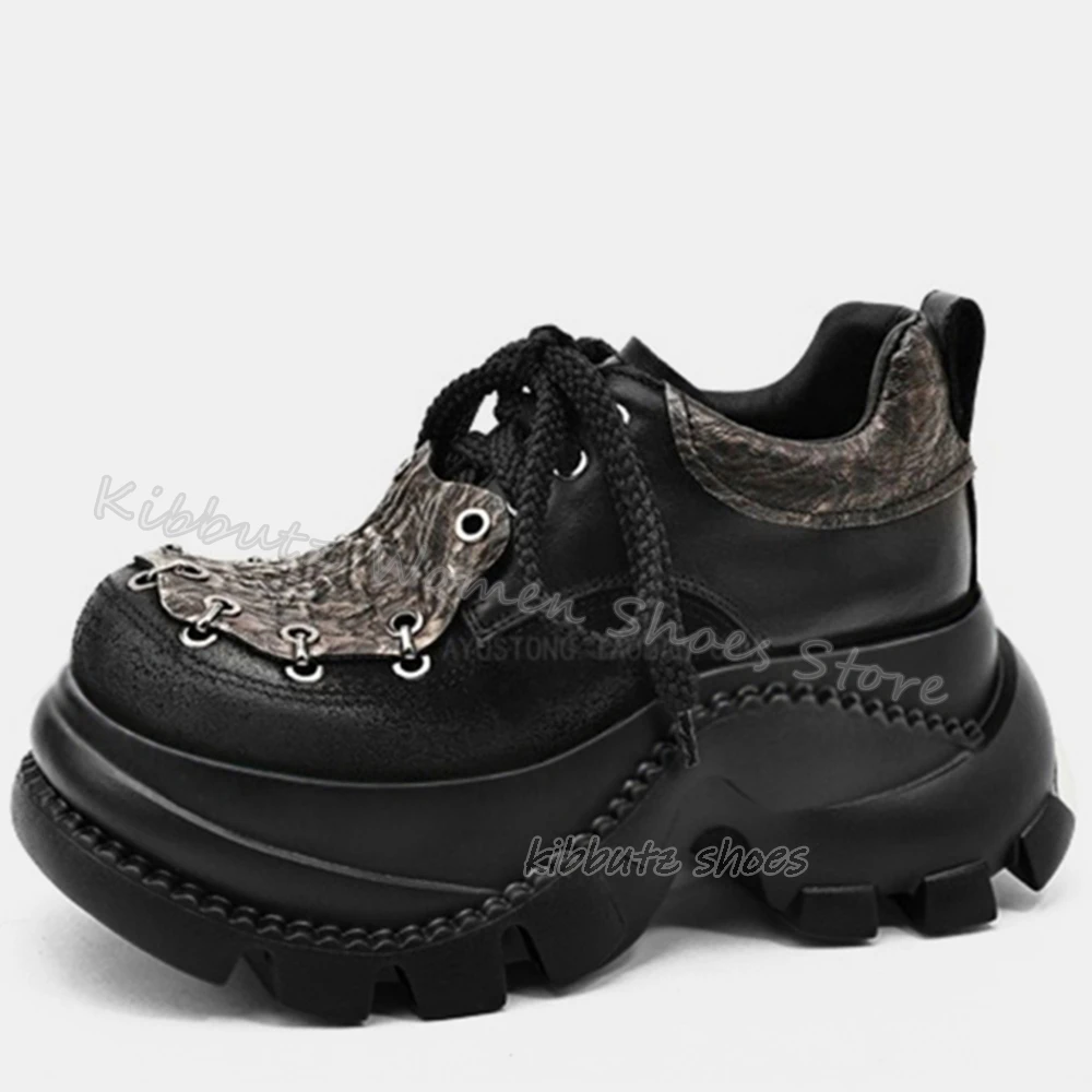 Metal Decor Sneaker Platform Chain Rock Punk Genuine Leather Mixed Color Lace-Up Fashion Concise Sexy Women Shoes New Hot Girls
Metal Decor Sneaker Platform Chain Rock Punk Genuine Leather Mixed Color Lace-Up Fashion Concise Sexy Women Shoes New Hot Girls