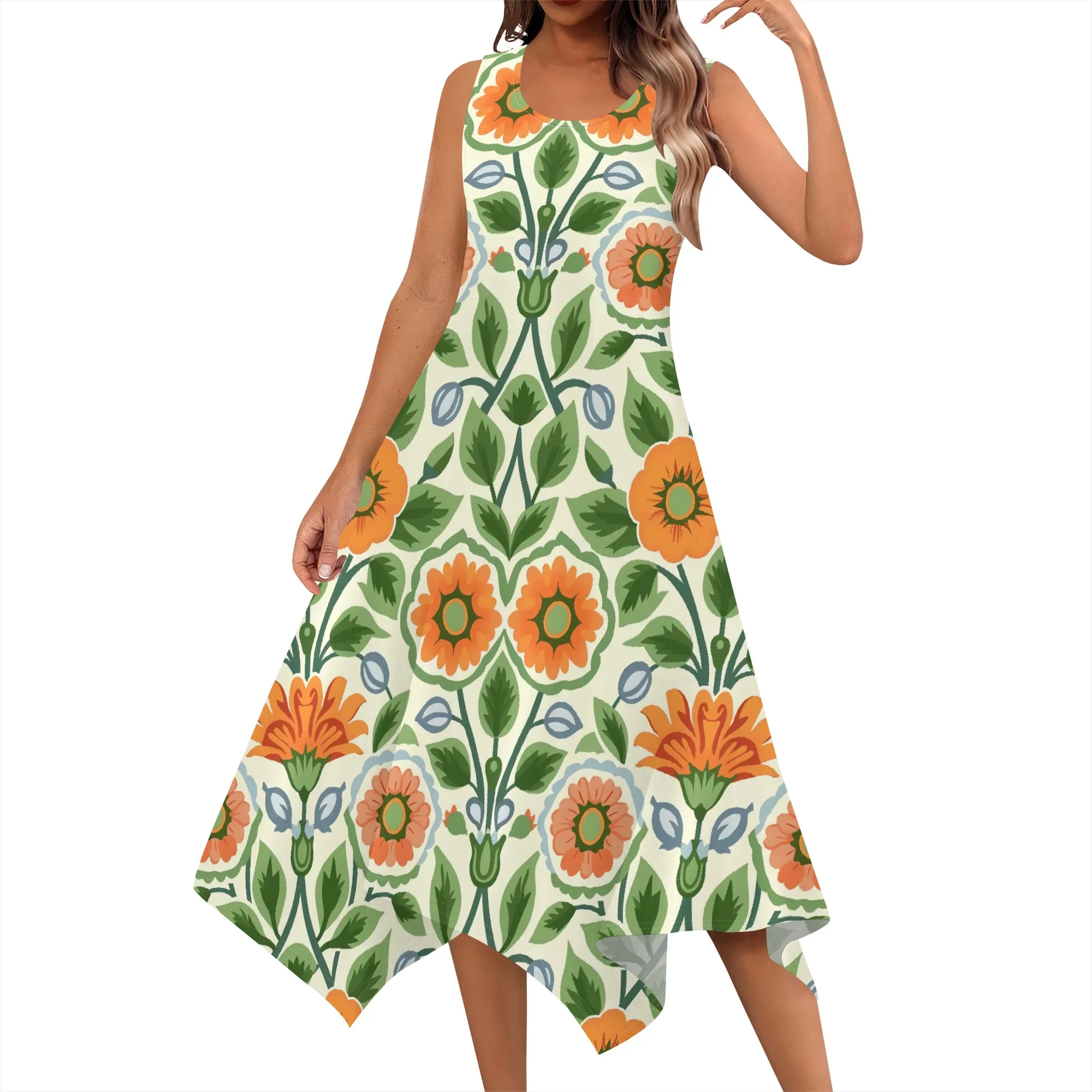 Women's Summer Hankerchief Hem Dress Casual 60's Retro Flower Pattern Sundress Beach Flowy Midi Vacation Dresses
Women's Summer Hankerchief Hem Dress Casual 60's Retro Flower Pattern Sundress Beach Flowy Midi Vacation Dresses