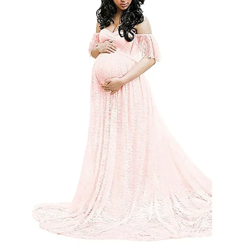 Woman Pregnant Photography Clothes Shoulderless V-neck Large Swing Dresses Woman Maternity Lace Gowns
Woman Pregnant Photography Clothes Shoulderless V-neck Large Swing Dresses Woman Maternity Lace Gowns
