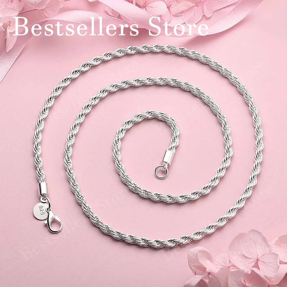 925 Sterling Silver Oval Simple Twist Rope Necklace for Women Fashion Party Favor Wedding Jewelry Accessories
925 Sterling Silver Oval Simple Twist Rope Necklace for Women Fashion Party Favor Wedding Jewelry Accessories