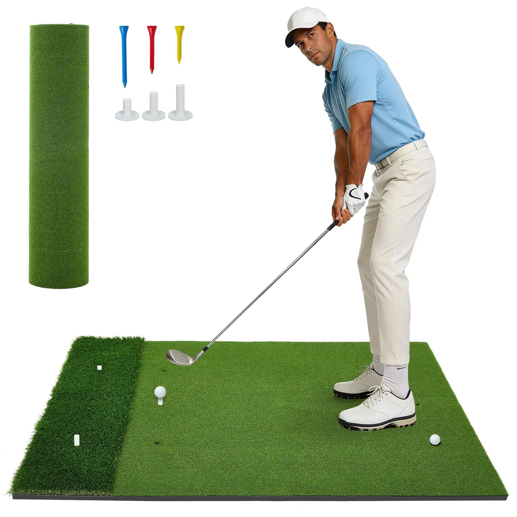 5x4FT Dual-Turf Golf Hitting Mat, Portable High-Elasticity Golf Practice Mat For Indoor Outdoor
5x4FT Dual-Turf Golf Hitting Mat, Portable High-Elasticity Golf Practice Mat For Indoor Outdoor