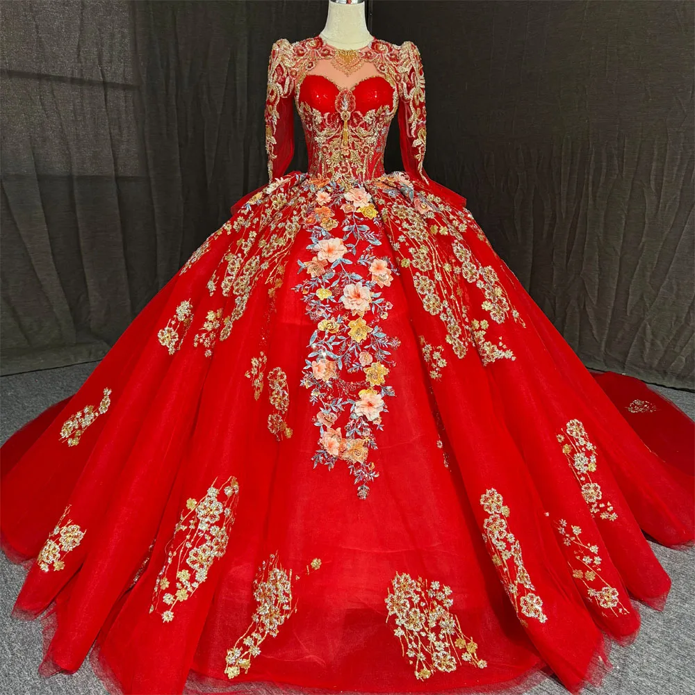 Red Evening Gown O-Neck Long Sleeve Lace-Up Keyhole Back Embroidered Appliques Ball Gown Prom Dress For Women 2026
Red Evening Gown O-Neck Long Sleeve Lace-Up Keyhole Back Embroidered Appliques Ball Gown Prom Dress For Women 2026