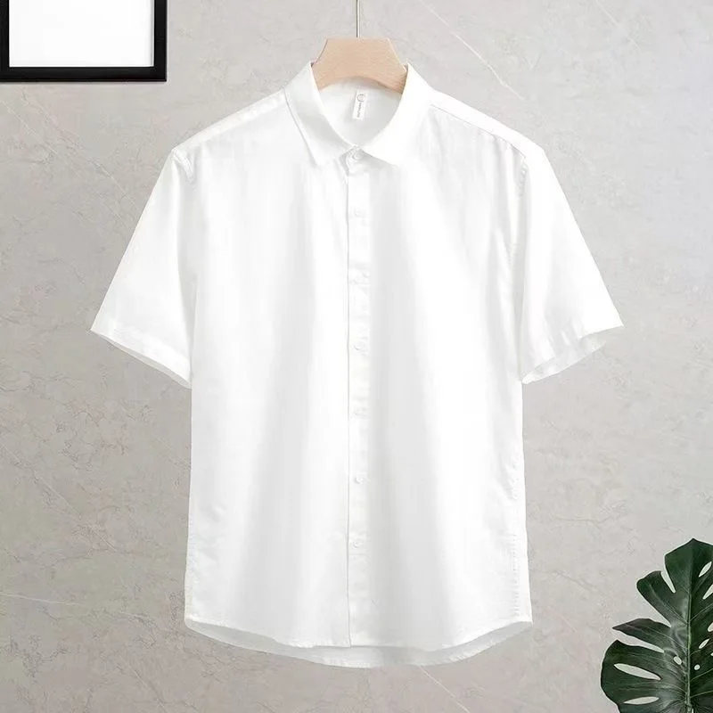 Summer Men's White Cotton Linen Short Sleeve Casual Shirt Slim Fit Half Sleeve Top Thin Breathable Comfortable Pure Color Shirt
Summer Men's White Cotton Linen Short Sleeve Casual Shirt Slim Fit Half Sleeve Top Thin Breathable Comfortable Pure Color Shirt