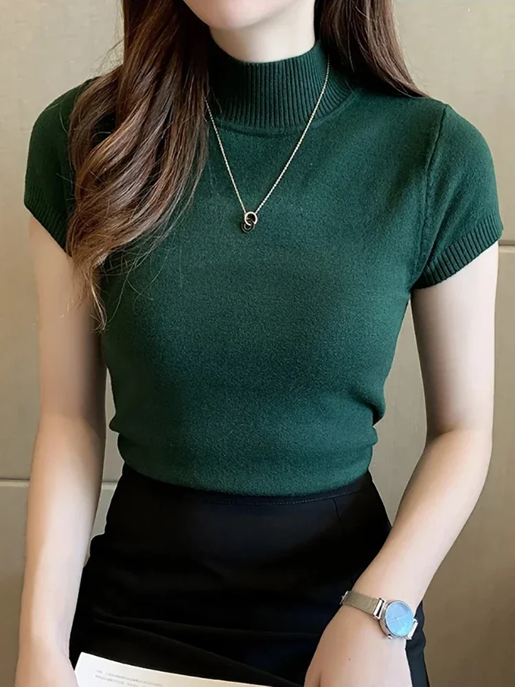 Spring Summer Women Knitted T-Shirts Short Sleeve Shirts Tops Female Elastic Slim Casual Knit Tee Crop Tops Women's T-Shirts
Spring Summer Women Knitted T-Shirts Short Sleeve Shirts Tops Female Elastic Slim Casual Knit Tee Crop Tops Women's T-Shirts