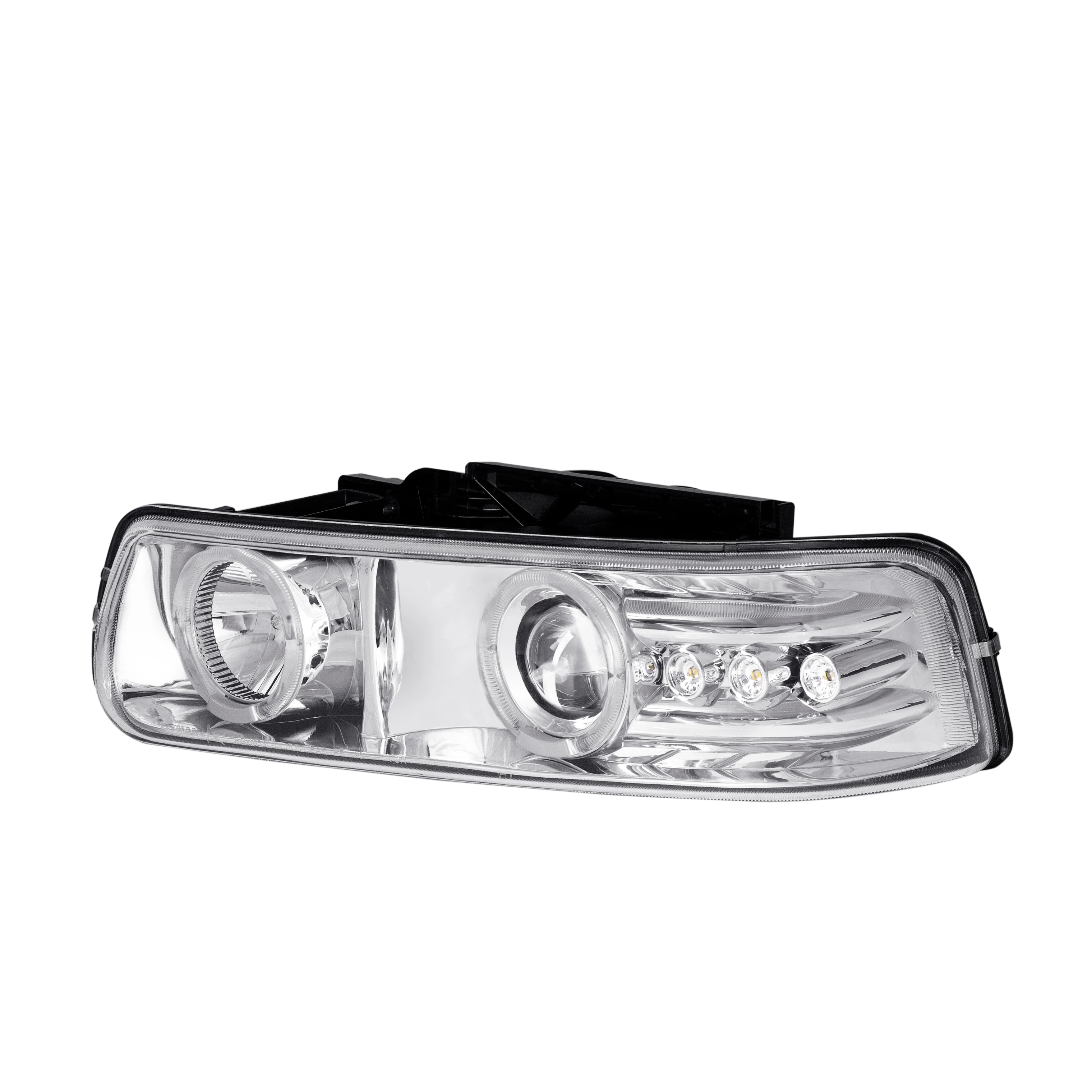 Hot-selling Front light Dual Halo Projector Headlights FOR 1999-2002 Chevrolet Silverado/2000-2006 Tahoe Suburban -Chromed/Clear
Hot-selling Front light Dual Halo Projector Headlights FOR 1999-2002 Chevrolet Silverado/2000-2006 Tahoe Suburban -Chromed/Clear