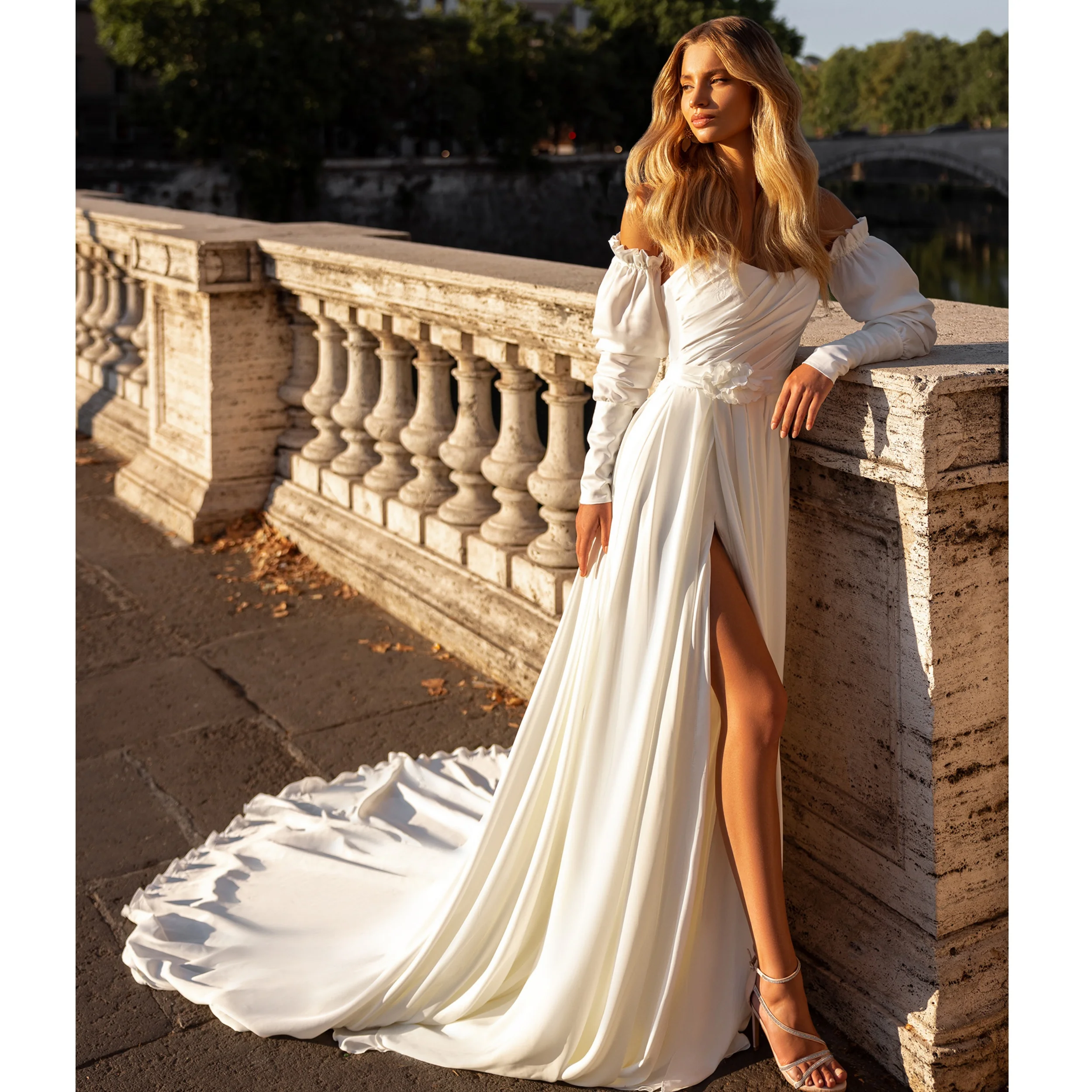Simple Women Wedding Dresses New A Line Flowers Vestido de Soriee with Removable Sleeves Customized Beach Slit Bridal Gowns
Simple Women Wedding Dresses New A Line Flowers Vestido de Soriee with Removable Sleeves Customized Beach Slit Bridal Gowns