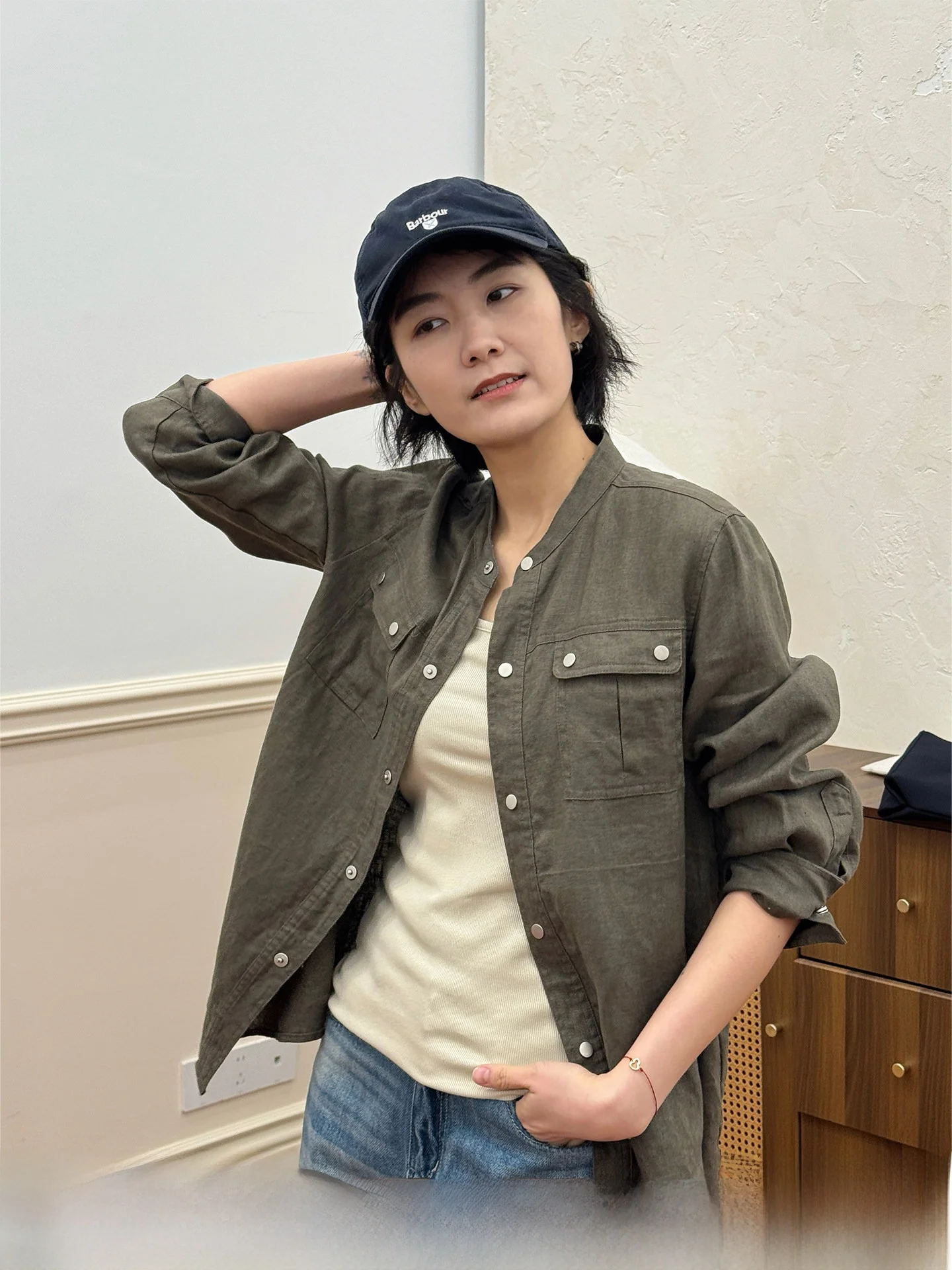 Café Brown Linen Short Coat Casual Long Sleeve Stand Collar Women's Spring Summer Outerwear Langqing Tong Brand Commute Style
Café Brown Linen Short Coat Casual Long Sleeve Stand Collar Women's Spring Summer Outerwear Langqing Tong Brand Commute Style