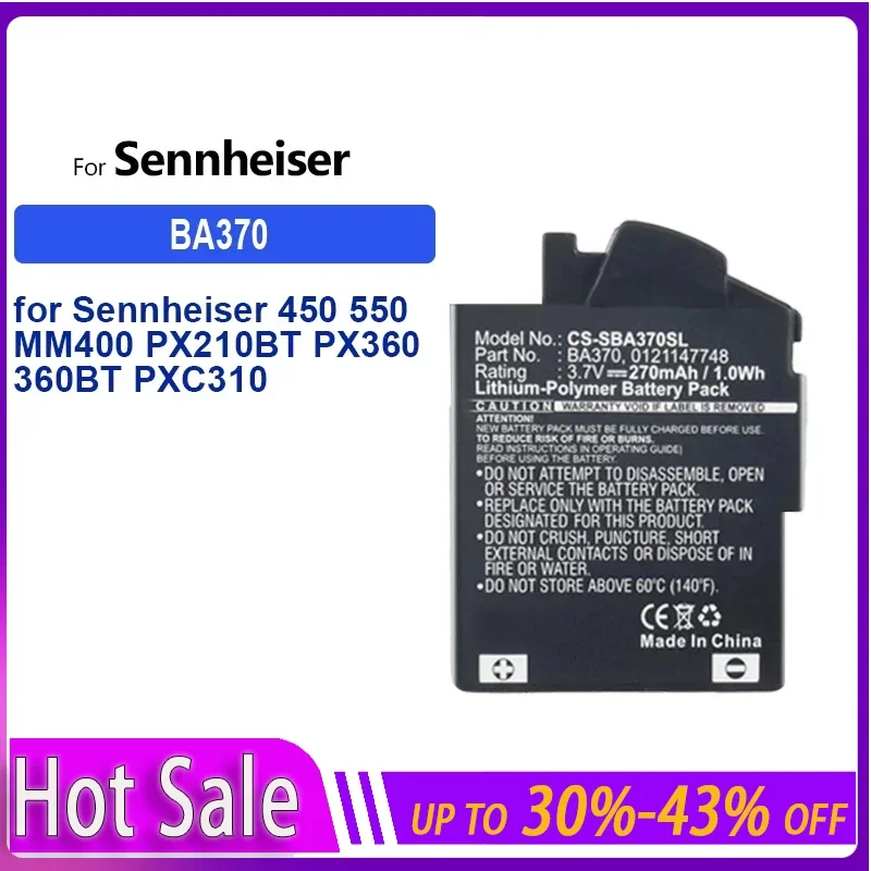 270mAh Сменный аккумулятор BA370 для Sennheiser 450 550 MM400 PX210BT PX360 360BT PXC310
270mAh Сменный аккумулятор BA370 для Sennheiser 450 550 MM400 PX210BT PX360 360BT PXC310