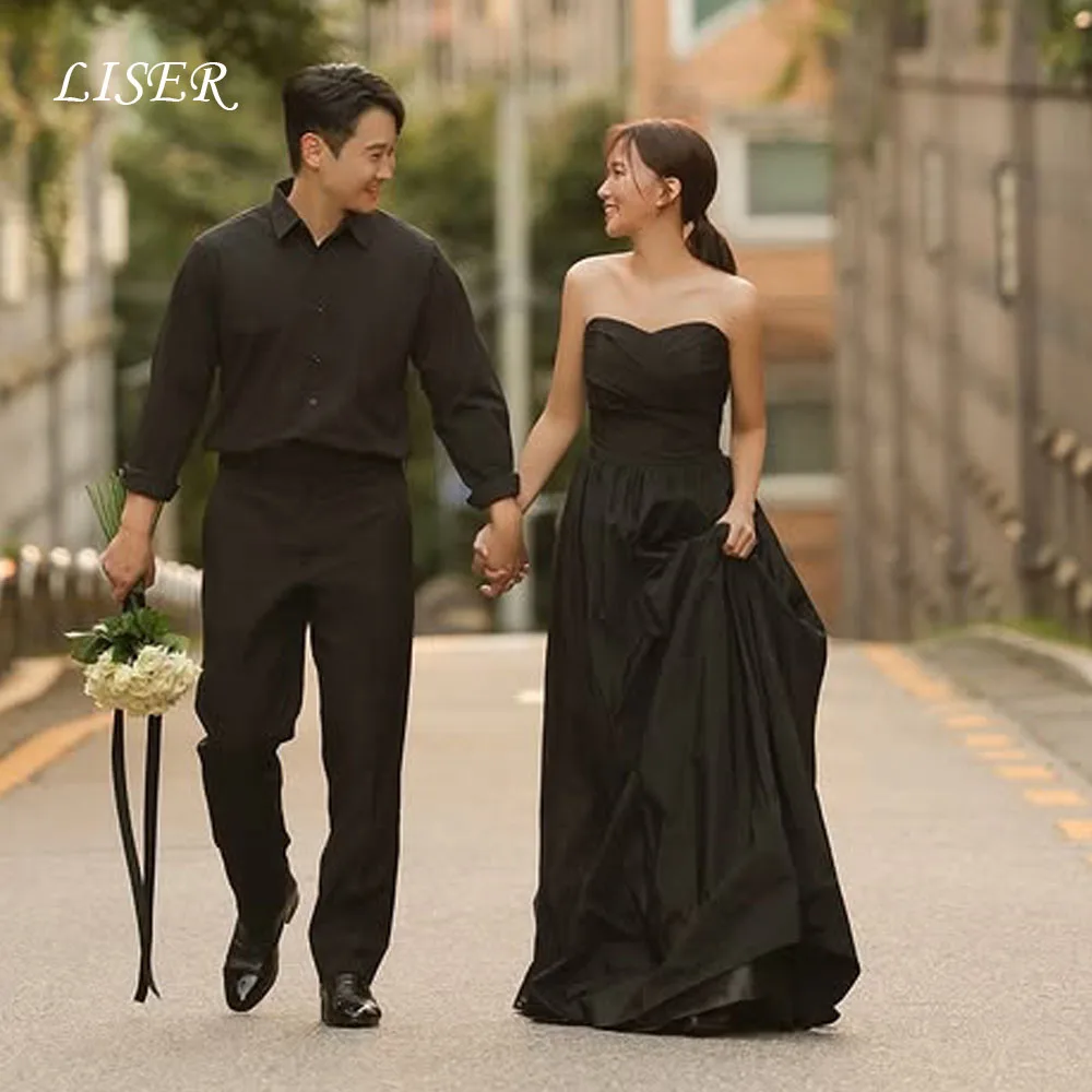 Liser Black Sweetheart A-Line Korea Evening Dresses Photo Shoot Soft Satin Long Elegant Prom Dresses Customized 저녁 드레스
Liser Black Sweetheart A-Line Korea Evening Dresses Photo Shoot Soft Satin Long Elegant Prom Dresses Customized 저녁 드레스