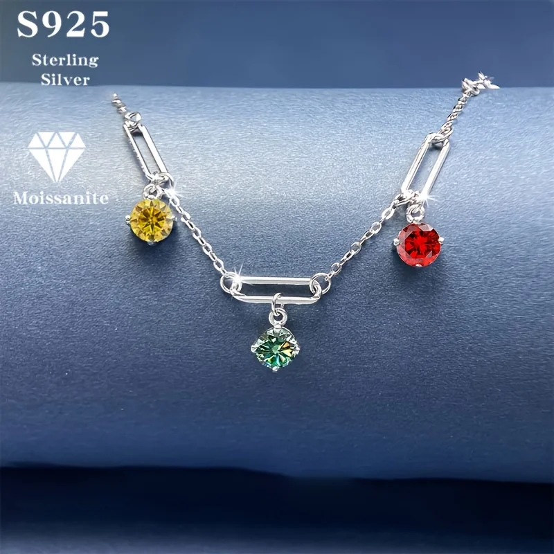 925 Silver 1.5 ct Moissanite Exquisite Women's Bracelet 3 Stone Red Green Yellow Light Bracelet Birthday Gift Jewelry Weight
925 Silver 1.5 ct Moissanite Exquisite Women's Bracelet 3 Stone Red Green Yellow Light Bracelet Birthday Gift Jewelry Weight