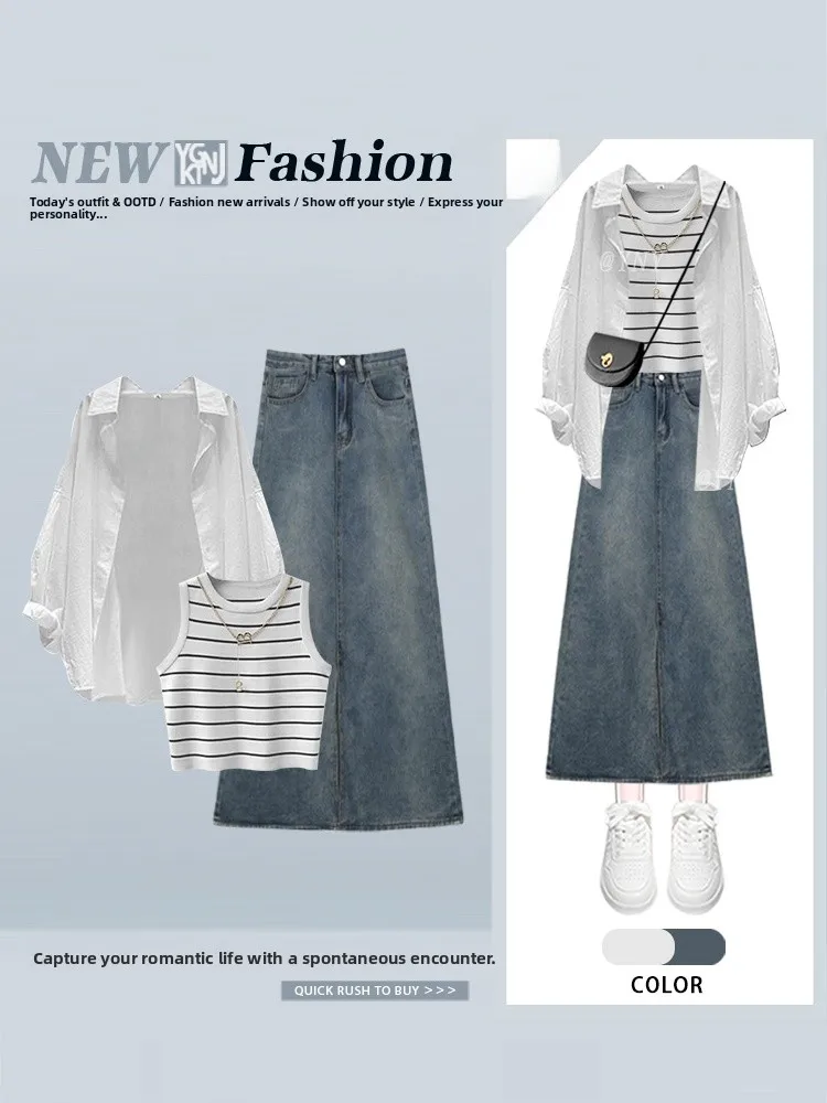 Large Size Denim Set Women Casual Style Sun Protection Shirt Lightweight Mature Lady Streetwear Long Sleeve Vest Skirt T...
Large Size Denim Set Women Casual Style Sun Protection Shirt Lightweight Mature Lady Streetwear Long Sleeve Vest Skirt T...