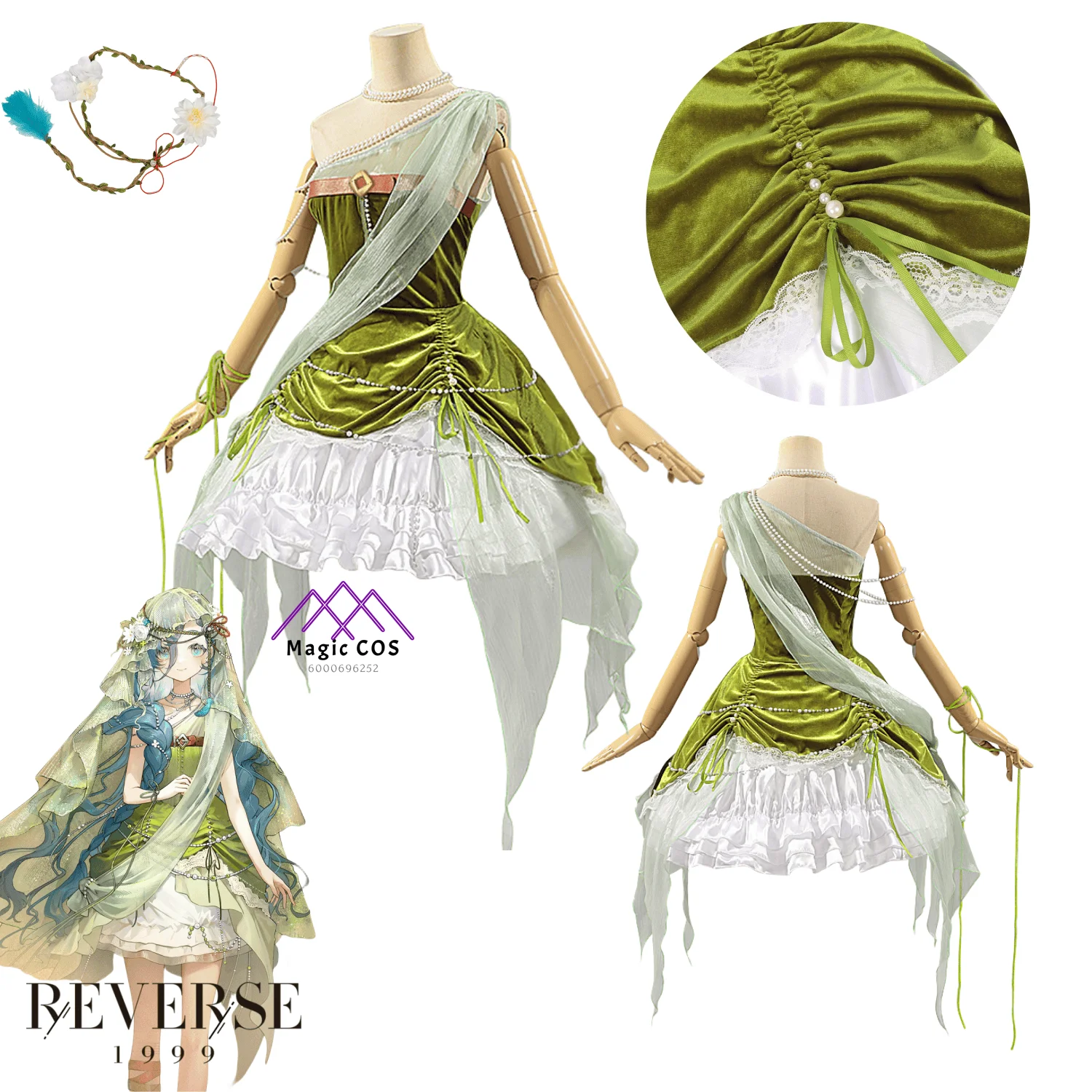 Game Reverse: 1999 37 Cosplay Costume Popular Role Playing Anime Thirty Seven Pretty Green Dress for Women Adult Comic Con Party
Game Reverse: 1999 37 Cosplay Costume Popular Role Playing Anime Thirty Seven Pretty Green Dress for Women Adult Comic Con Party