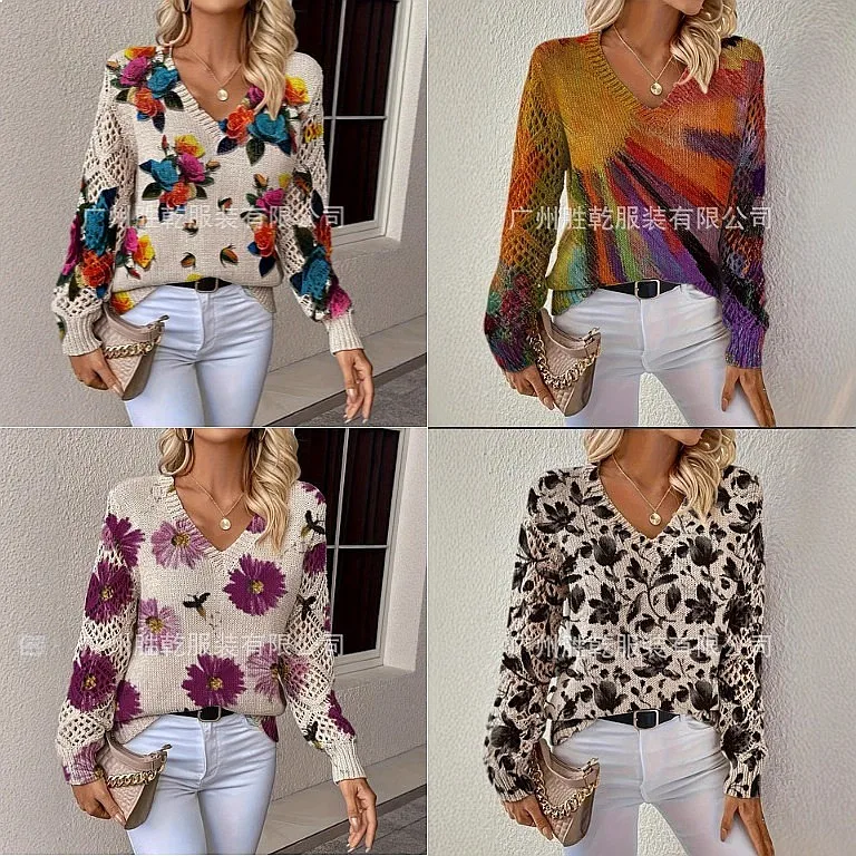 Women V Neck Hollow Long Sleeve Sweater Fashion Casual Tops Spring Summer Knitwear Pullover Blouse
Women V Neck Hollow Long Sleeve Sweater Fashion Casual Tops Spring Summer Knitwear Pullover Blouse