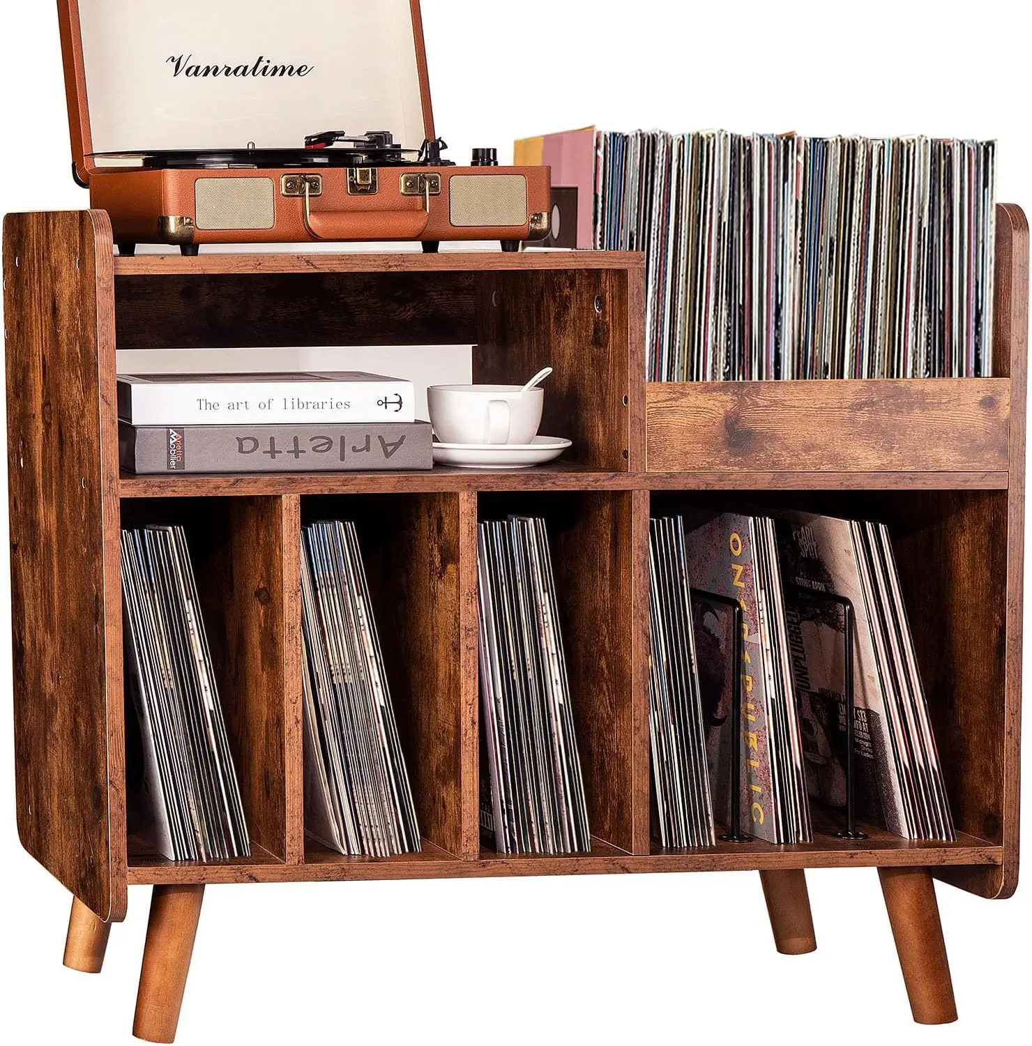 Mid-Century Record Player Stand with Vinyl Storage, Holds 250 Albums, Brown
Mid-Century Record Player Stand with Vinyl Storage, Holds 250 Albums, Brown