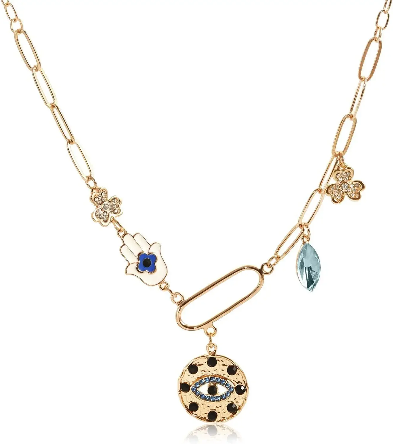 Vintage Gold Four Leaf Clover Tassel Necklace White Palm Round Devil's Eye Pendant Necklaces for Women Birthday Jewelry Gift
Vintage Gold Four Leaf Clover Tassel Necklace White Palm Round Devil's Eye Pendant Necklaces for Women Birthday Jewelry Gift