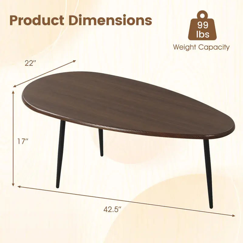 Oval Coffee Table Mid Century Center Table with Sturdy Metal Construction-Walnut
Oval Coffee Table Mid Century Center Table with Sturdy Metal Construction-Walnut