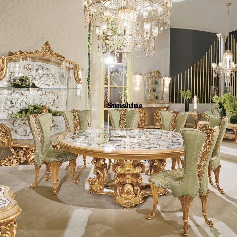 French Classical Furniture Luxury Baroque Wooden Round Dining Table Set 8 Seats Antique Restaurant Furniture SetY
French Classical Furniture Luxury Baroque Wooden Round Dining Table Set 8 Seats Antique Restaurant Furniture SetY