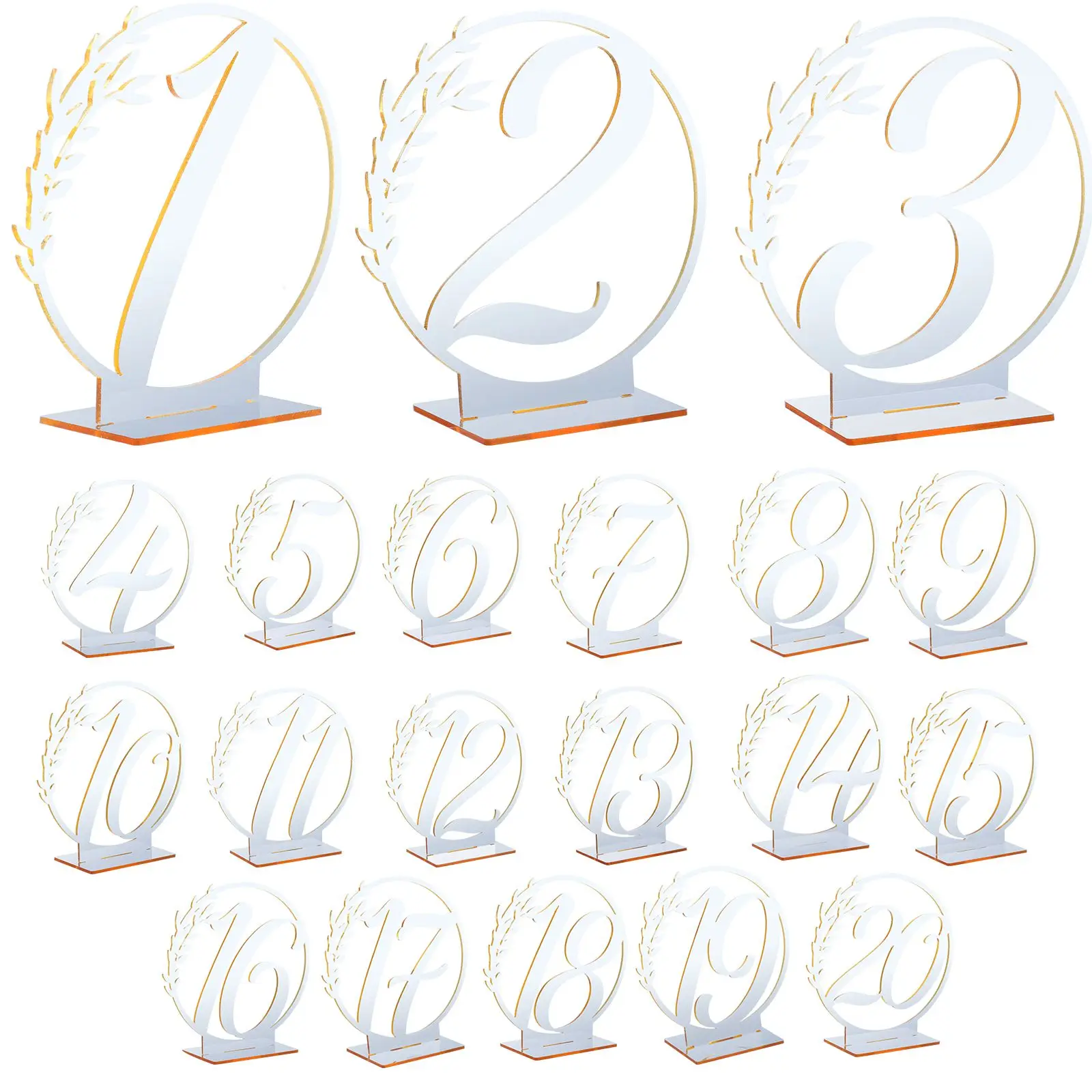 20 Pcs Wedding Table Number Set Elegant Acrylic Numbers with Stand for Banquet Party Decorations Material
20 Pcs Wedding Table Number Set Elegant Acrylic Numbers with Stand for Banquet Party Decorations Material