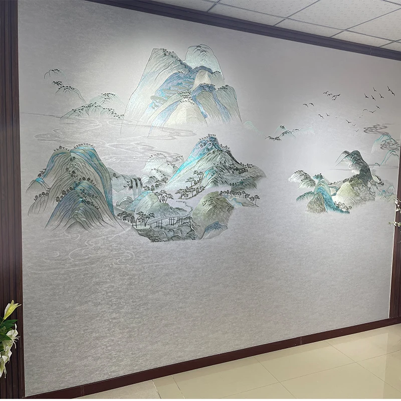 Seamless single embroidery embroidery wall cloth gold thread thousands of miles of Jiangshan living room color gold thread
Seamless single embroidery embroidery wall cloth gold thread thousands of miles of Jiangshan living room color gold thread