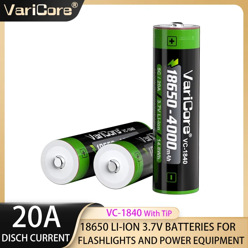 VariCore VC-1840 equipped with TiP 3.7V 18650 lithium battery 4000mAh large capacity suitable for flashlights and power devices
VariCore VC-1840 equipped with TiP 3.7V 18650 lithium battery 4000mAh large capacity suitable for flashlights and power devices