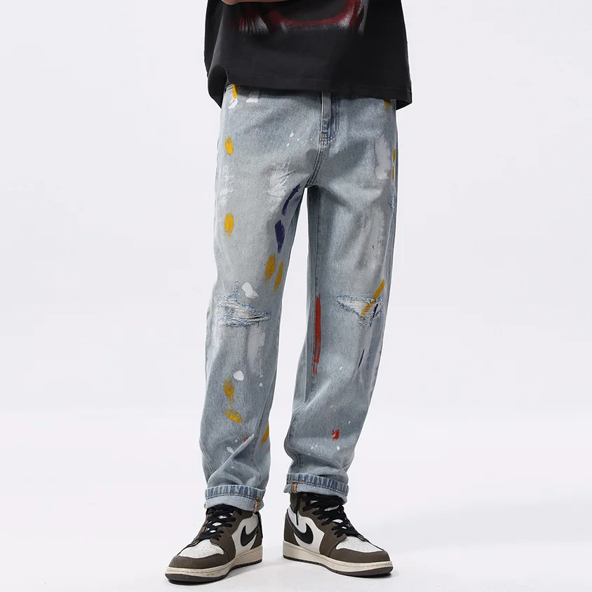Men Fashion Hip Hop Loose Casual Straight Colored Paint Hole Streetwear Denim Jeans Pant Cityboy Plus Size Y2k Jeans Trousers
Men Fashion Hip Hop Loose Casual Straight Colored Paint Hole Streetwear Denim Jeans Pant Cityboy Plus Size Y2k Jeans Trousers