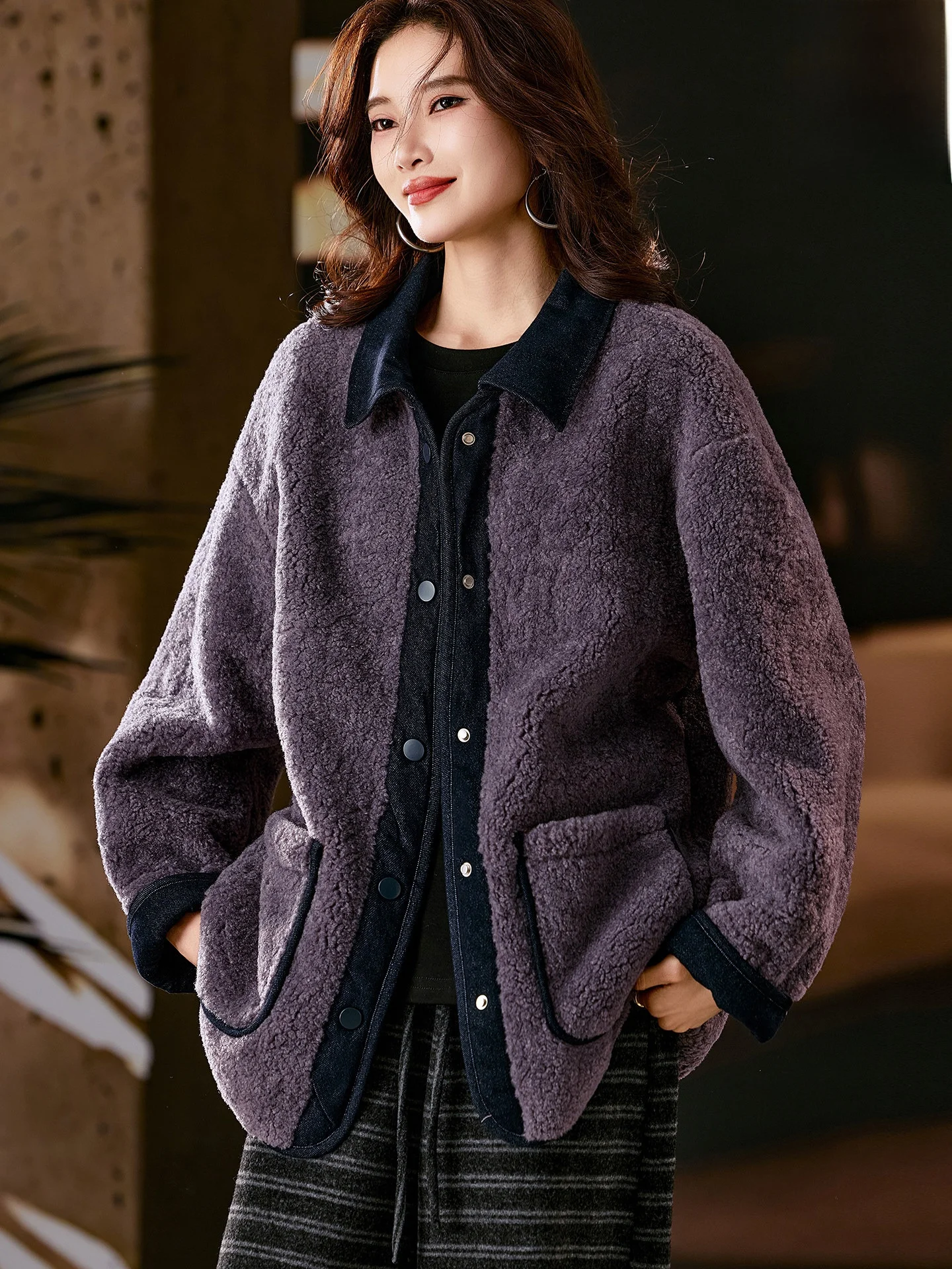 Women's Thiened Large Size Lamb Fur Jaet Stand Collar Patchwork Denim Spring Autumn Winter Street Sle Casual Outerwear
Women's Thiened Large Size Lamb Fur Jaet Stand Collar Patchwork Denim Spring Autumn Winter Street Sle Casual Outerwear