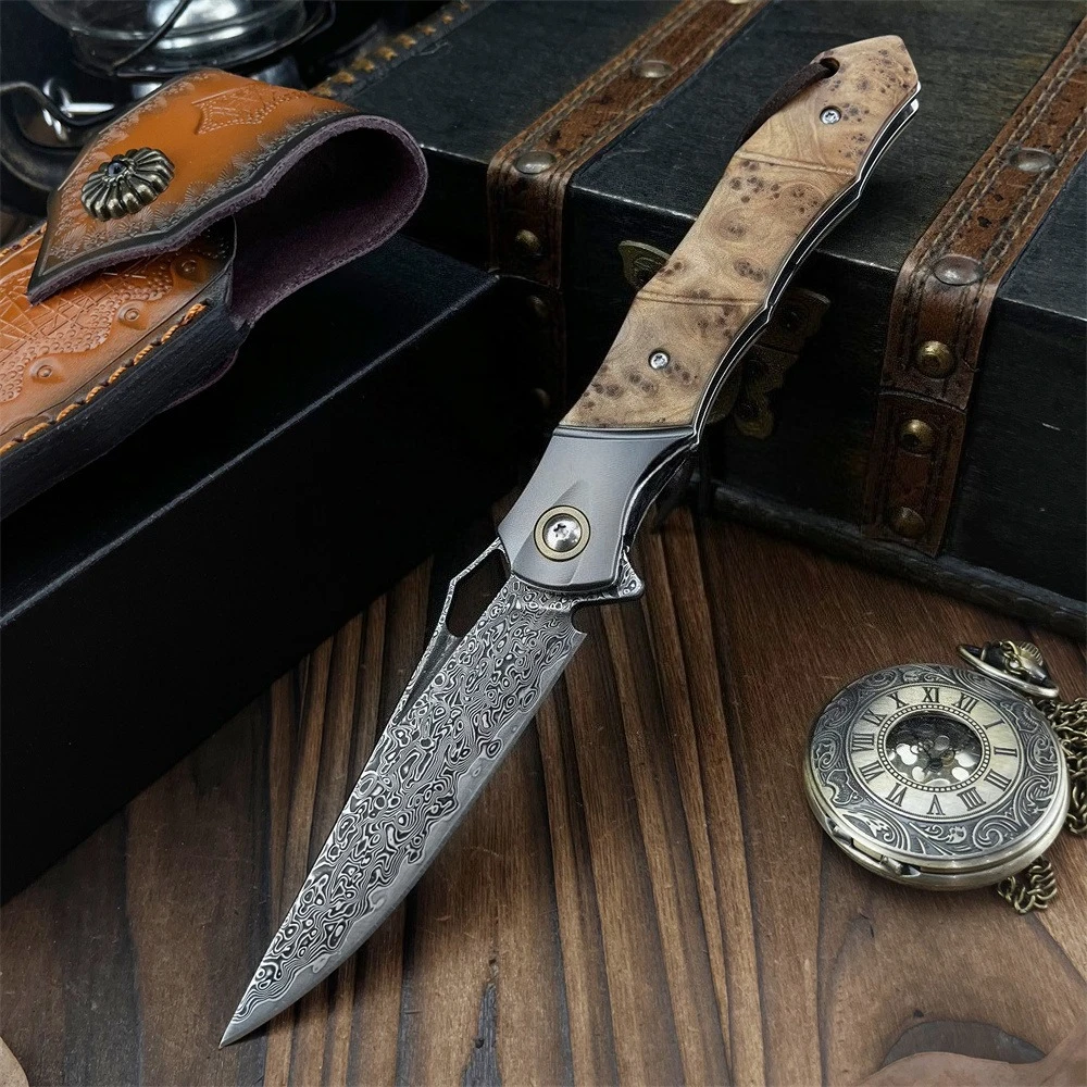 Складной нож с лезвием из дамасской стали, рукоять из белого эбенового дерева с кожаными ножнами, портативный инструмент для повседневного использования, активного отдыха, походов и самообороны
Складной нож с лезвием из дамасской стали, рукоять из белого эбенового дерева с кожаными ножнами, портативный инструмент для повседневного использования, активного отдыха, походов и самообороны