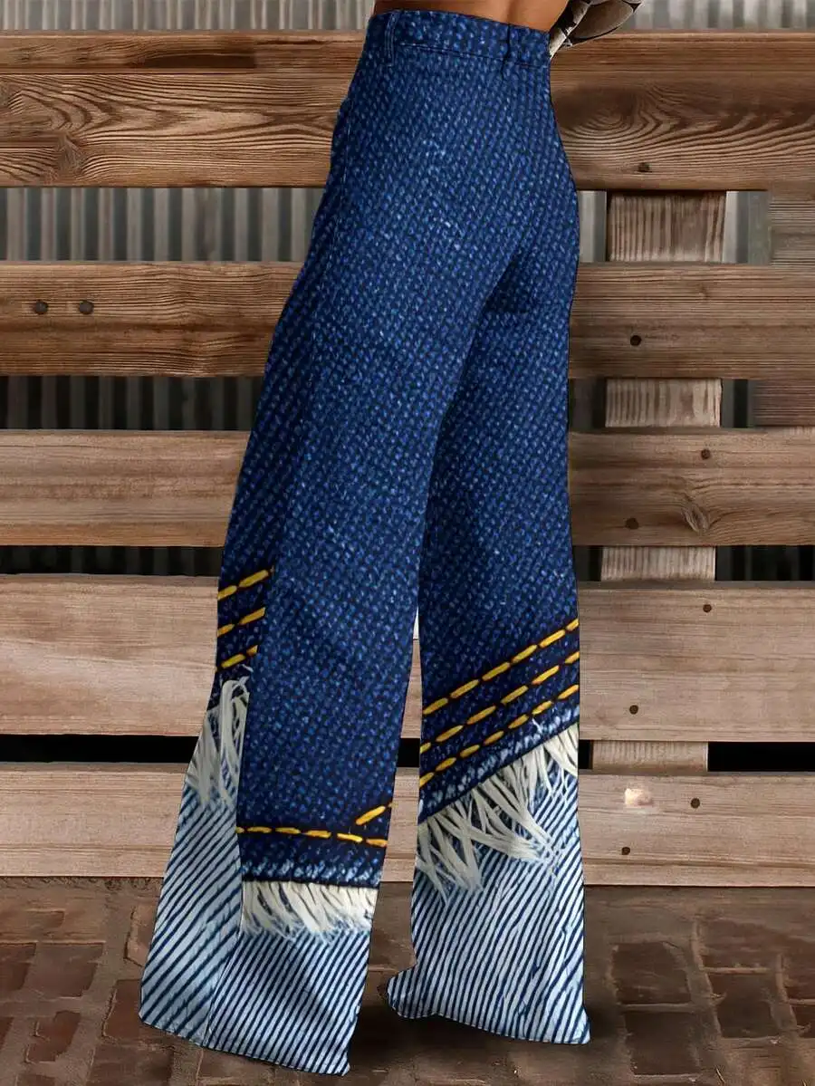 Wide Leg Denim Jeans For Women Loose Fit Casual Summer Pants With Fringe Detail
Wide Leg Denim Jeans For Women Loose Fit Casual Summer Pants With Fringe Detail