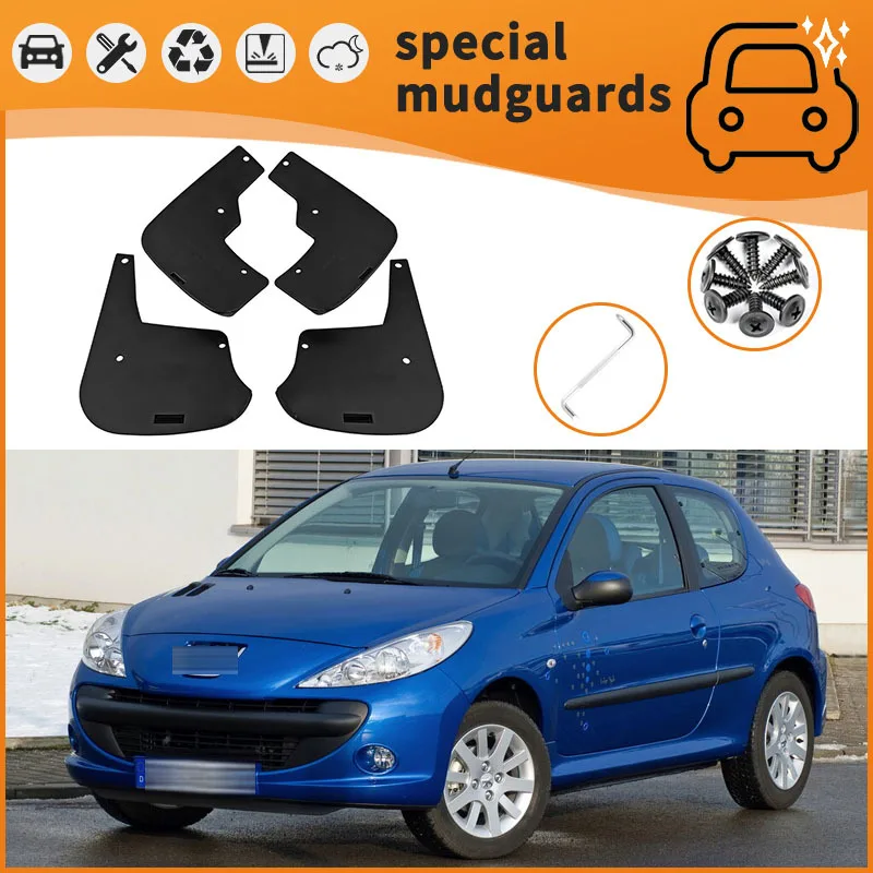 For Peugeot 206 98-12 models Mudguards Fender Mudflaps Front Rear Flares Splash Guards Cover Car Accessorie
For Peugeot 206 98-12 models Mudguards Fender Mudflaps Front Rear Flares Splash Guards Cover Car Accessorie