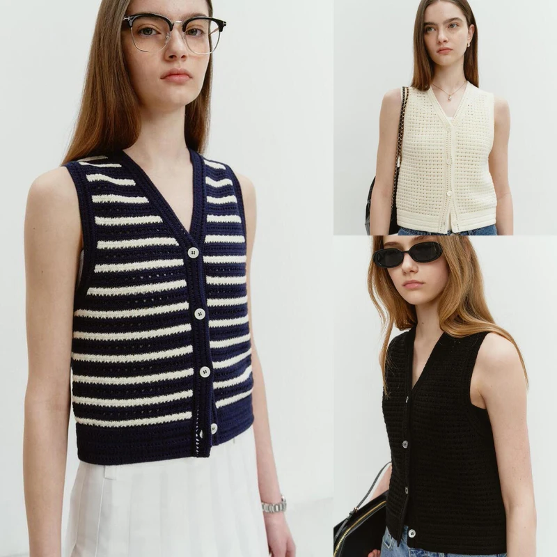 Ele V-Ne Knitted Hollow out Vest Women's Faionable Striped Svel Top Quali Crtsmanip ort Length Button D...
Ele V-Ne Knitted Hollow out Vest Women's Faionable Striped Svel Top Quali Crtsmanip ort Length Button D...