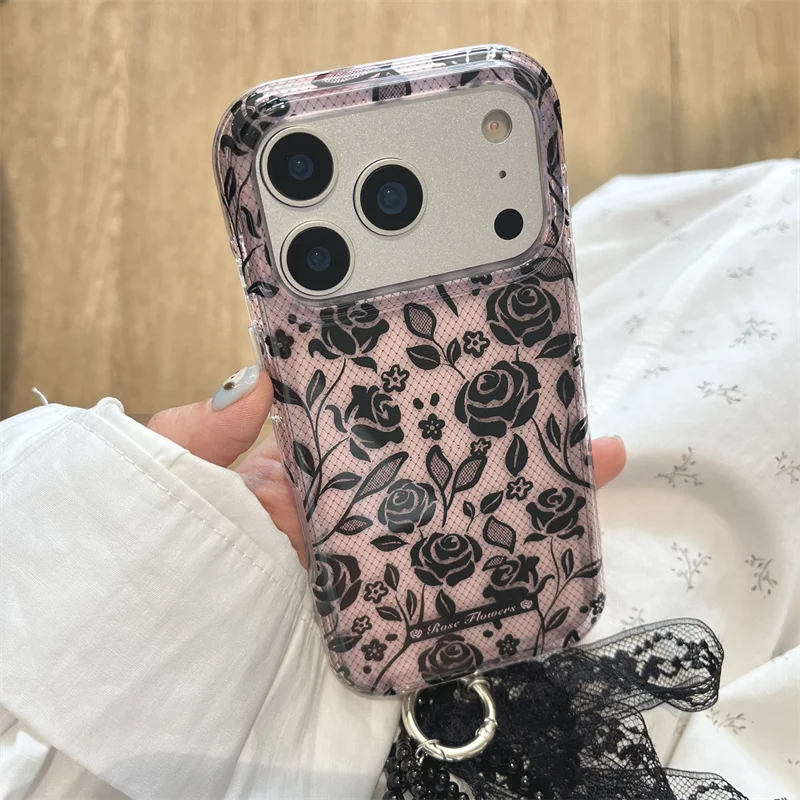 Gothic Black Rose Lace Print Phone Case For iPhone 17 16 15 14 Pro Max With Lanyard Shockproof Protective Cover For Girls
Gothic Black Rose Lace Print Phone Case For iPhone 17 16 15 14 Pro Max With Lanyard Shockproof Protective Cover For Girls