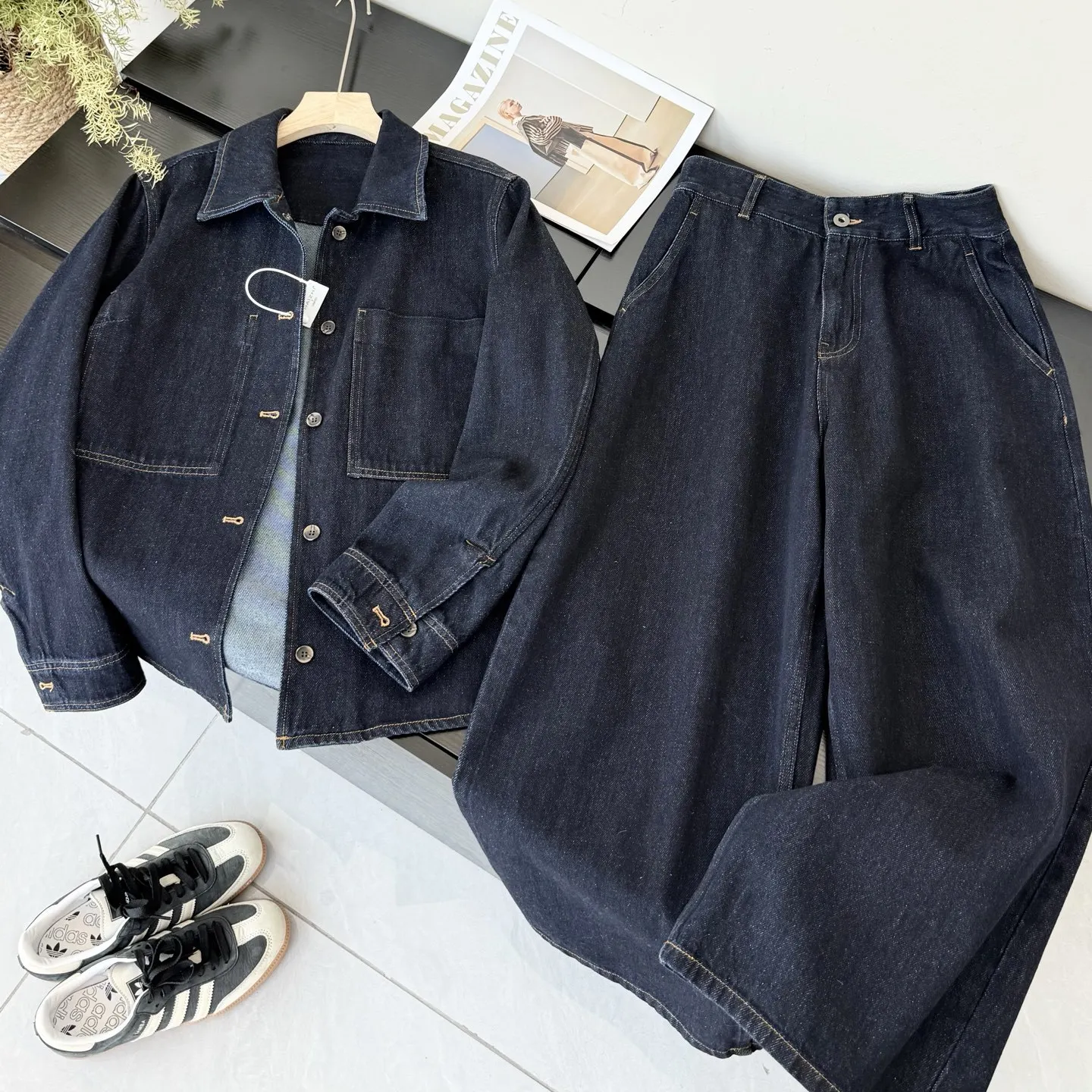 Zhenqu Wood Giant 1600 Original Color Workwear Style Jacket Nine-Tenths Jeans Women's Autumn Long Sleeve Button-Up Short Coat
Zhenqu Wood Giant 1600 Original Color Workwear Style Jacket Nine-Tenths Jeans Women's Autumn Long Sleeve Button-Up Short Coat
