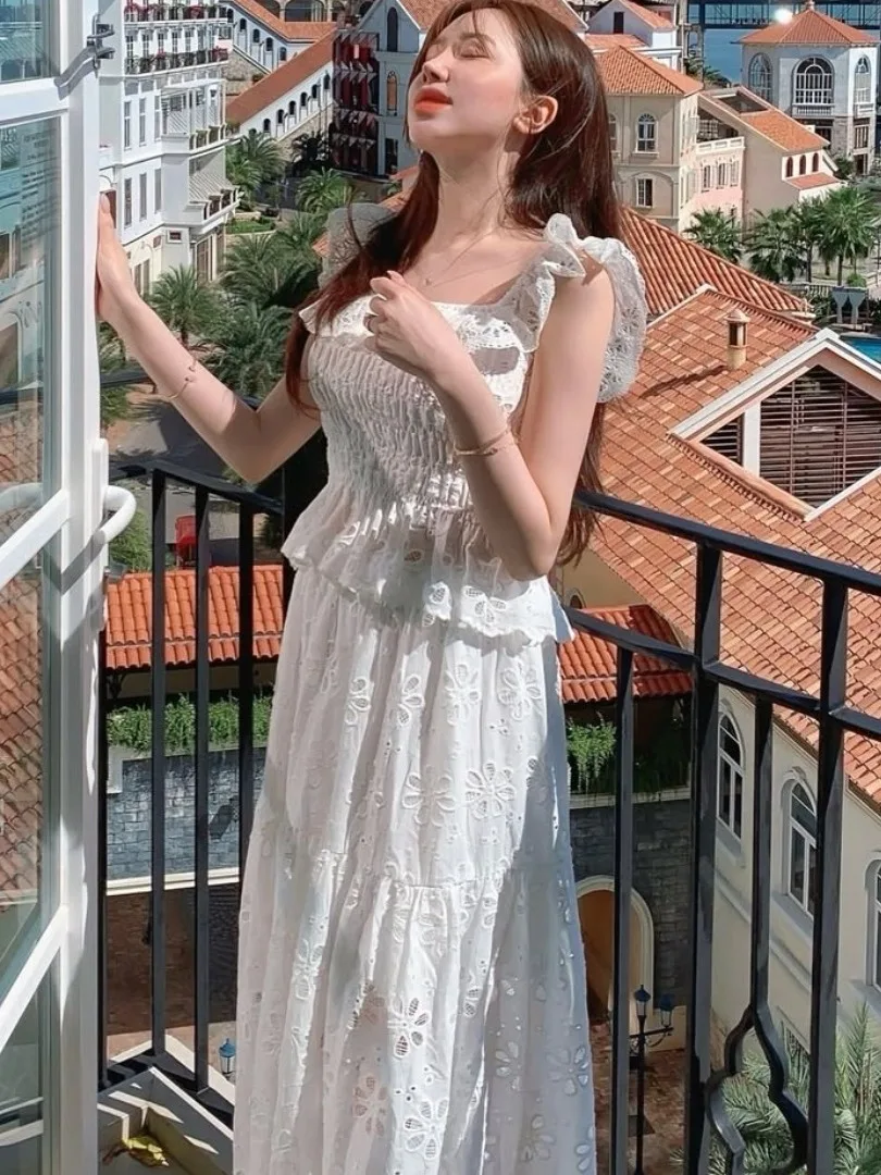 Нежный ветер, плиссированная талия, ажурная кружевная женская юбка с высокой талией, длинный комплект, летний новый комплект Sle Ele Classy
Нежный ветер, плиссированная талия, ажурная кружевная женская юбка с высокой талией, длинный комплект, летний новый комплект Sle Ele Classy