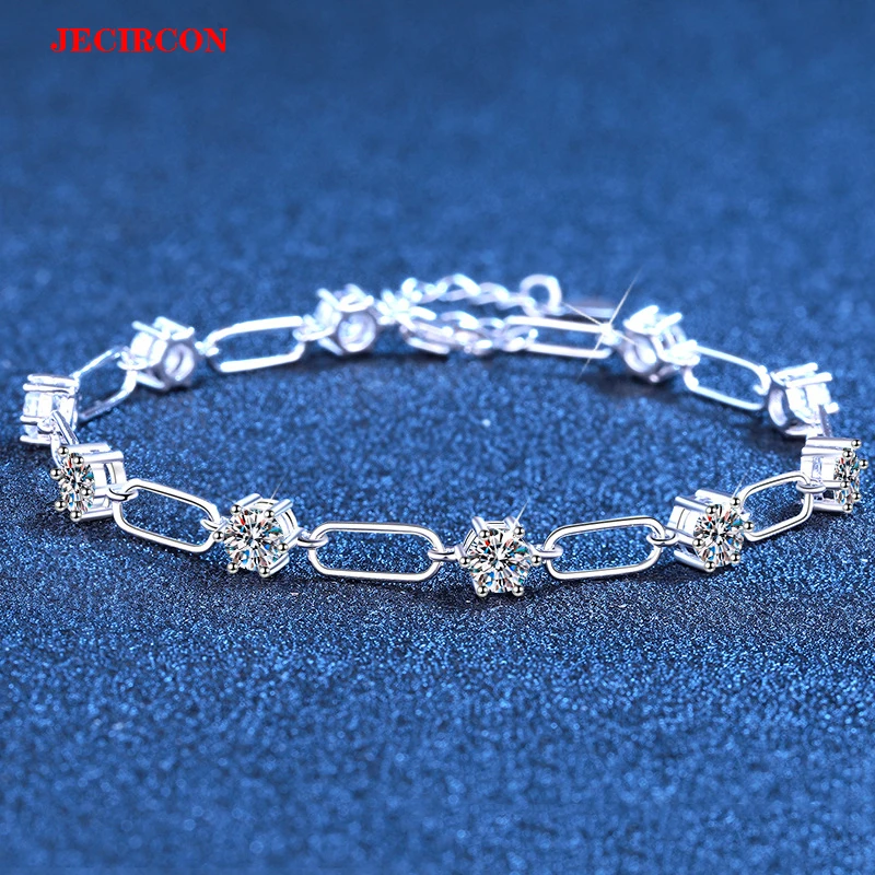 JECIRCON 925 Sterling Silver 3-carat Moissanite Bracelet Japanese and Korean Versatile Light Luxury Hand Chain Jewelry for Women
JECIRCON 925 Sterling Silver 3-carat Moissanite Bracelet Japanese and Korean Versatile Light Luxury Hand Chain Jewelry for Women
