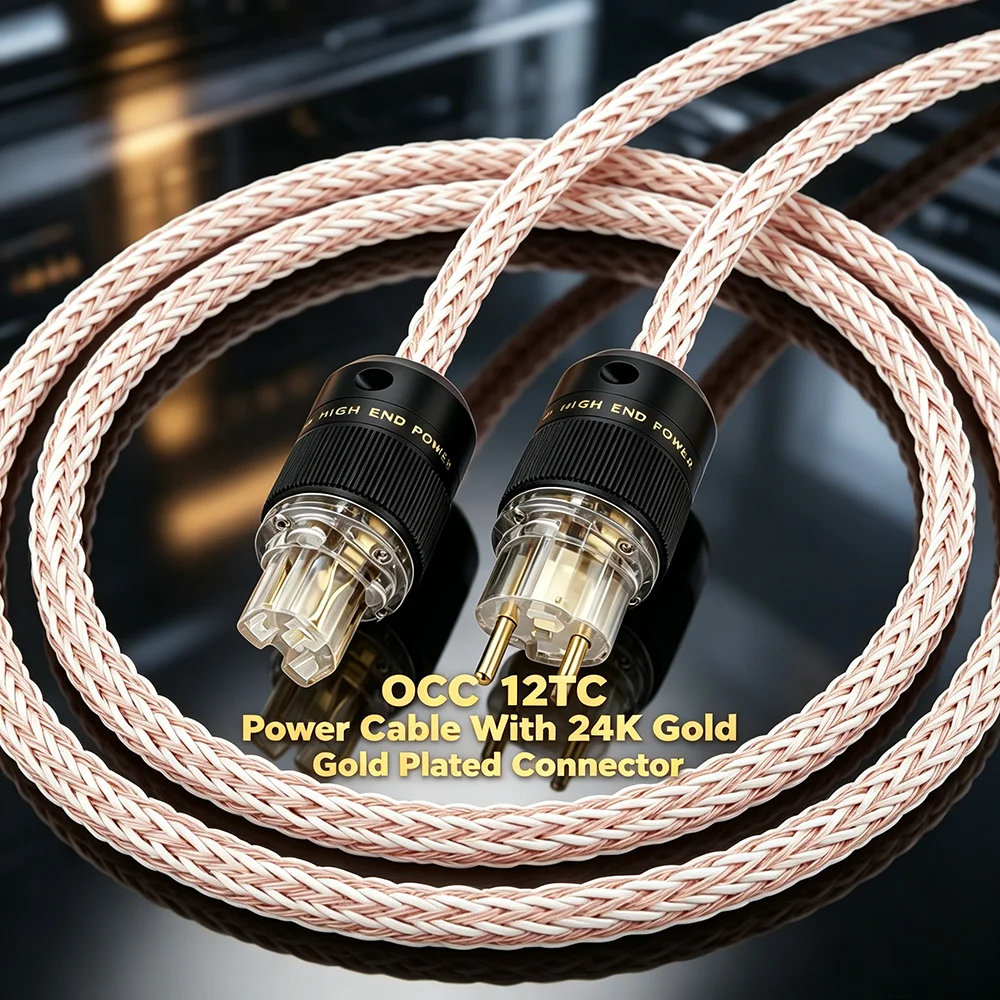 High End HiFi 12TC Power Cable 24K Gold Plated Schuko EU Plug AC Extension Cord
High End HiFi 12TC Power Cable 24K Gold Plated Schuko EU Plug AC Extension Cord