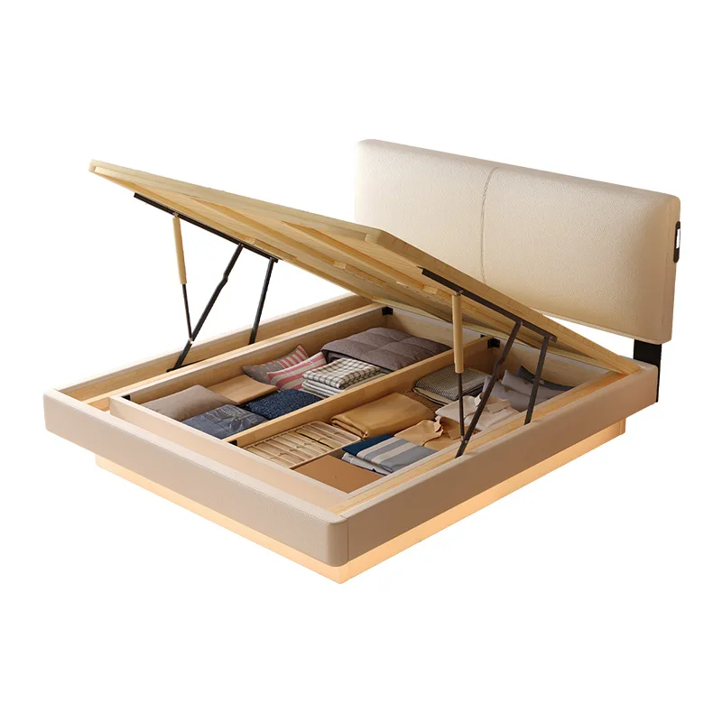Cream air suspended storage bed, adjustable thin bedside, simple tatami
Cream air suspended storage bed, adjustable thin bedside, simple tatami