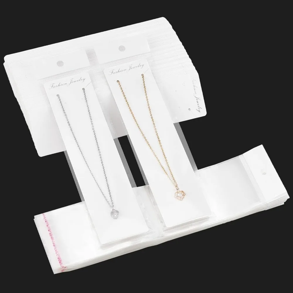 100pcs Necklace Display Card Set Cardboard Paper Cards White Rectangle Display Tags with Self Adhesive Bags Self-Sealing OPP
100pcs Necklace Display Card Set Cardboard Paper Cards White Rectangle Display Tags with Self Adhesive Bags Self-Sealing OPP