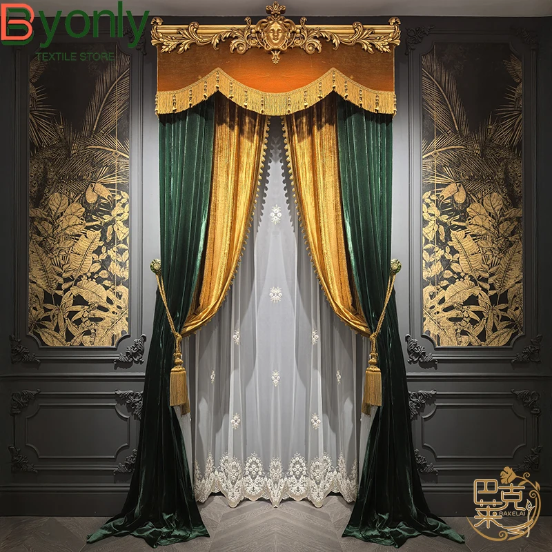 Золотистые, желтые, зеленые бархатные накладные шторы для гостиной, спальни, французского окна, балкона, вилла на заказ, Valanace 
Золотистые, желтые, зеленые бархатные накладные шторы для гостиной, спальни, французского окна, балкона, вилла на заказ, Valanace