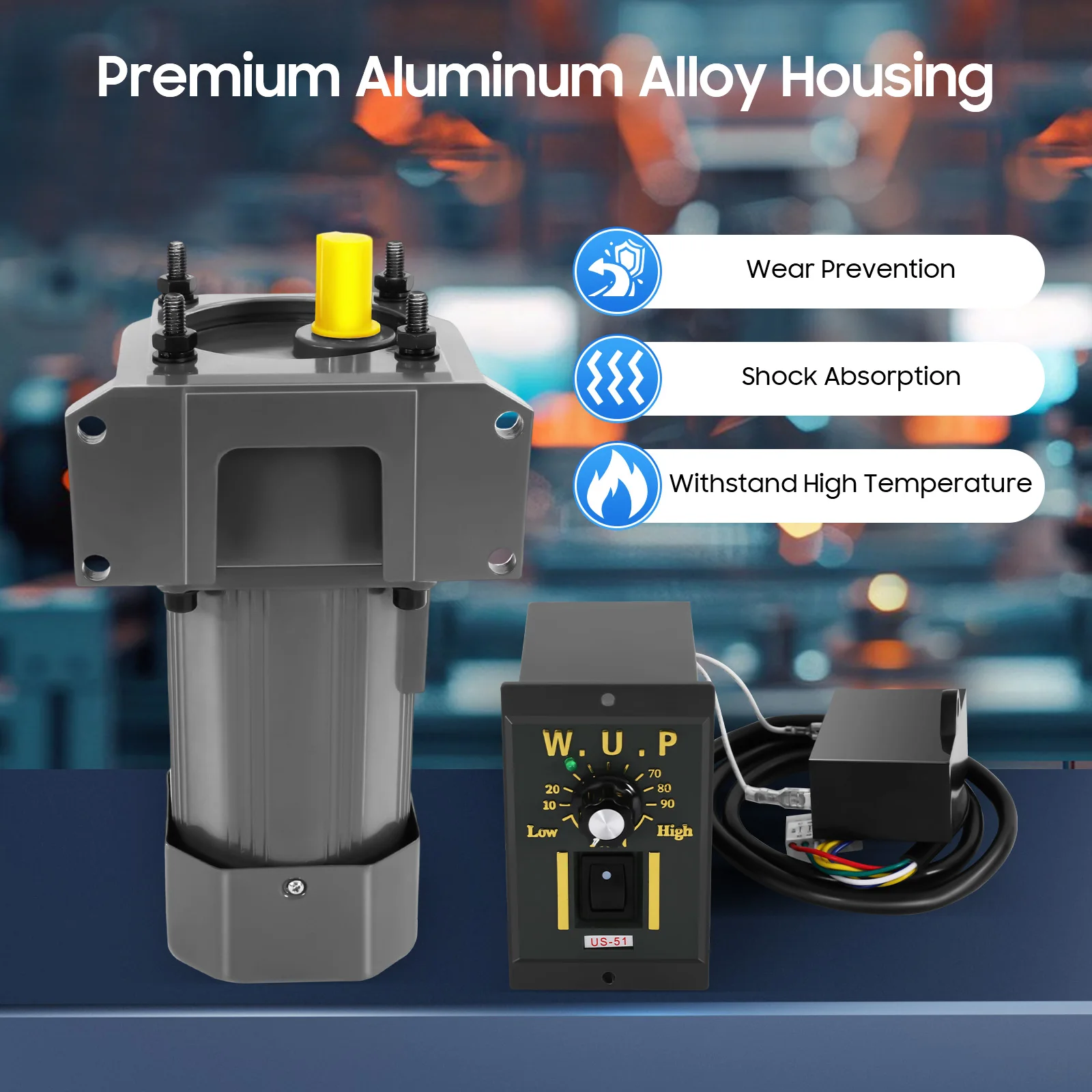 250W 110V AC Gear Motor with Variable Speed Controller and Bracket Single-Phase Gear Reducer Motor Reversible High Torque Motor
250W 110V AC Gear Motor with Variable Speed Controller and Bracket Single-Phase Gear Reducer Motor Reversible High Torque Motor