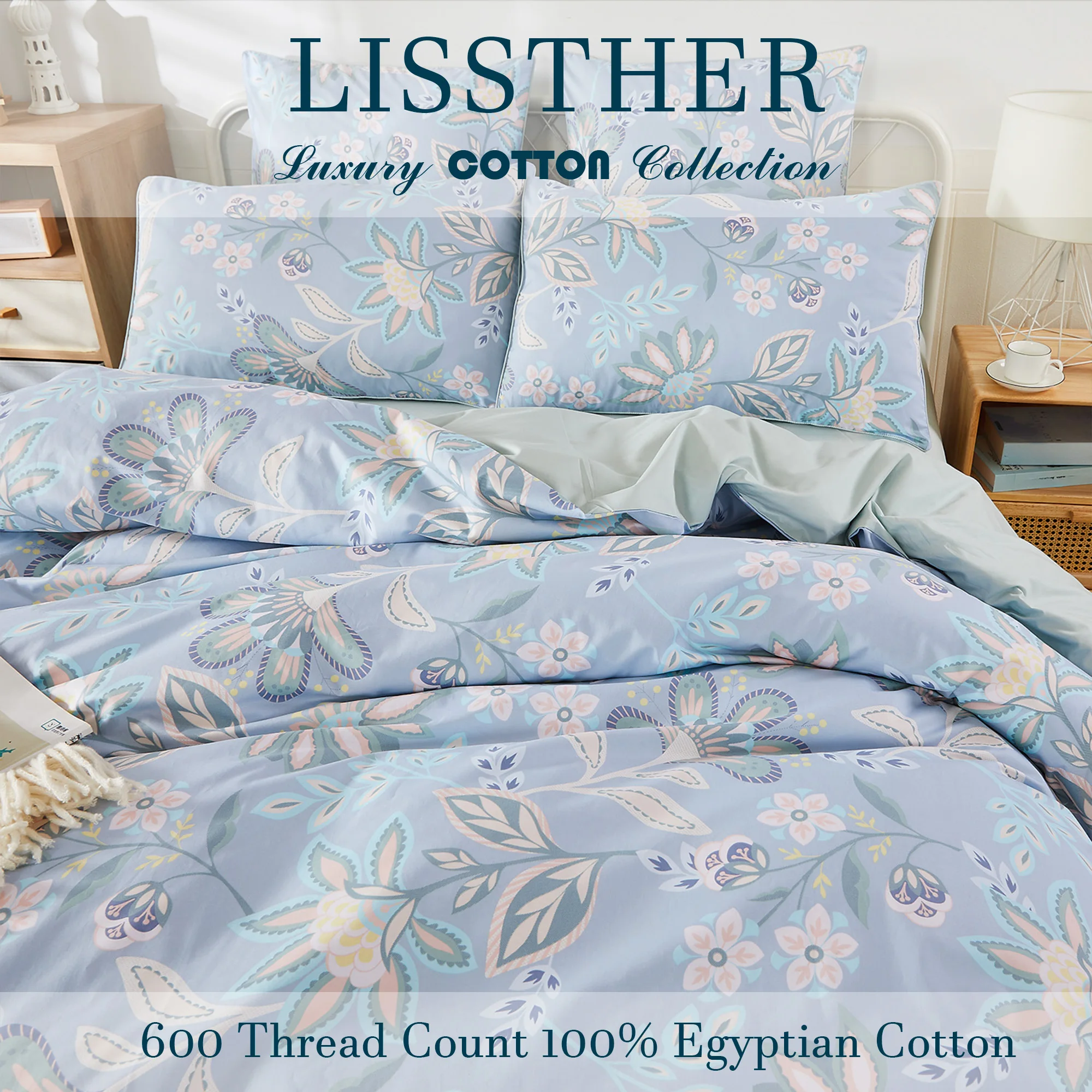 3pcs 600 TC 100% Egyptian Cotton Duvet Cover Set (Without Core), Luxury Boho Paisley Style Floral, Soft And Skin-friendly
3pcs 600 TC 100% Egyptian Cotton Duvet Cover Set (Without Core), Luxury Boho Paisley Style Floral, Soft And Skin-friendly