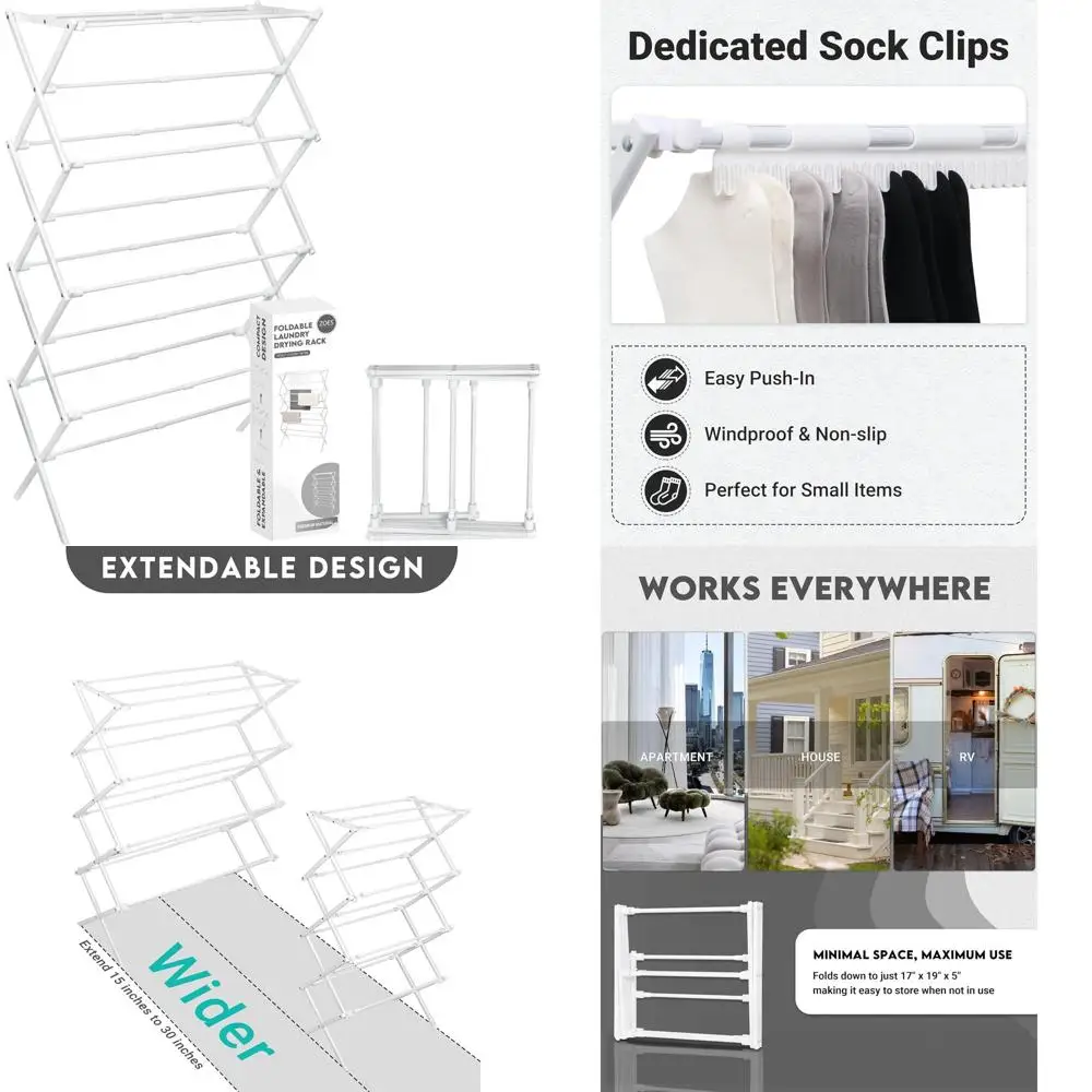 Портативная 4-ярусная складная сушилка для белья – для использования в помещении/на улице, белая, 29x49x11.5
Портативная 4-ярусная складная сушилка для белья – для использования в помещении/на улице, белая, 29x49x11.5