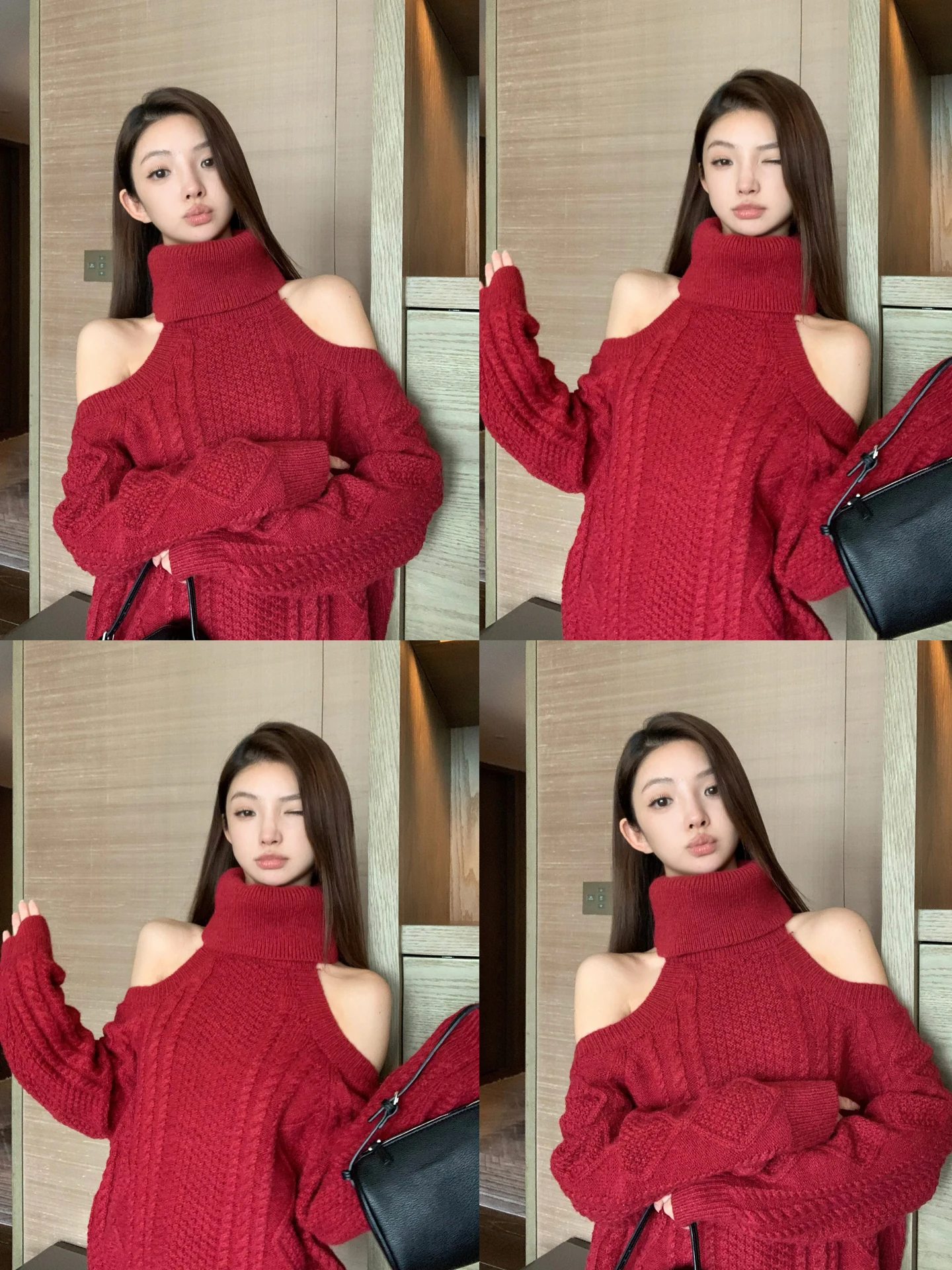 Buleng Cisas Red High Collar oulder Bared Women's Sweater Winter 2025 New Sle Loose Fit Long Sve Thiened Knitwear
Buleng Cisas Red High Collar oulder Bared Women's Sweater Winter 2025 New Sle Loose Fit Long Sve Thiened Knitwear